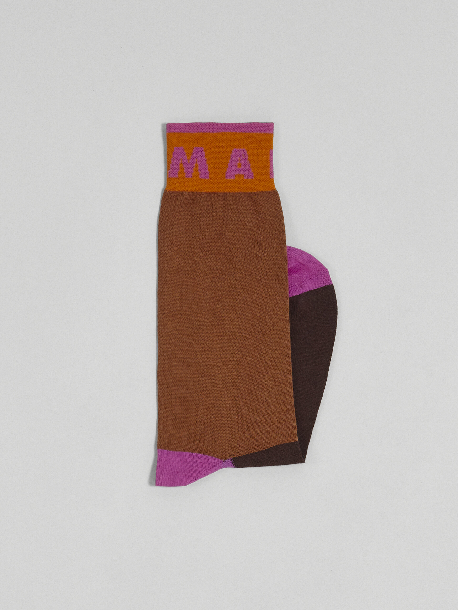 Brown blueblack and pink cotton and nylon sock - Socks - Image 2