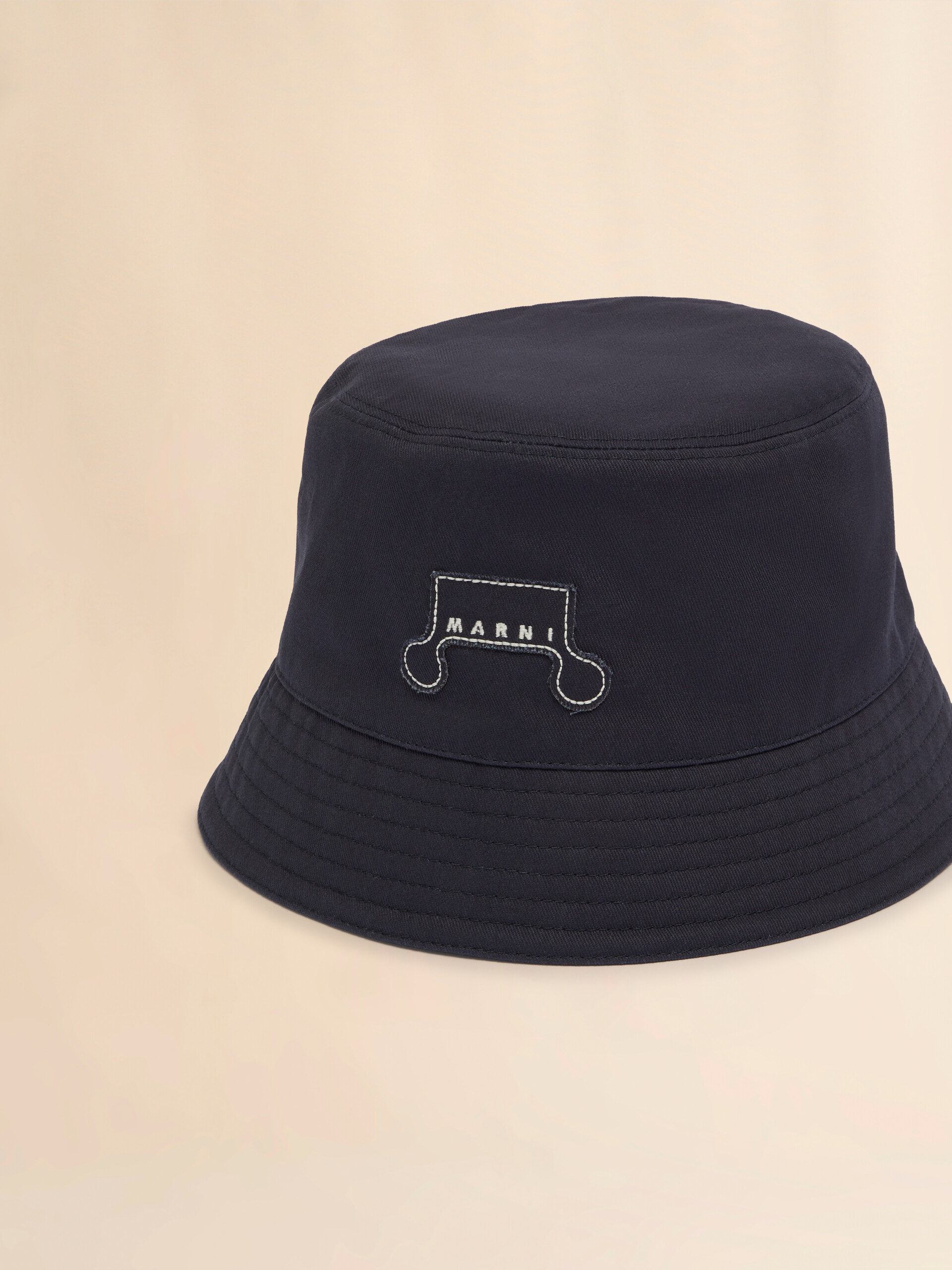 Deep blue organic gabardine bucket hat with Trunkaroo patch - Hats - Image 4