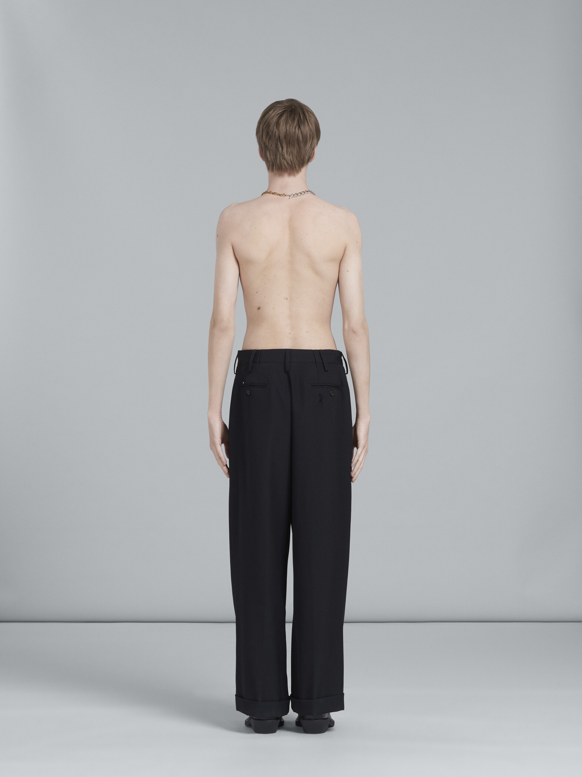 Black tuxedo-style pants with embroidery - Pants - Image 3