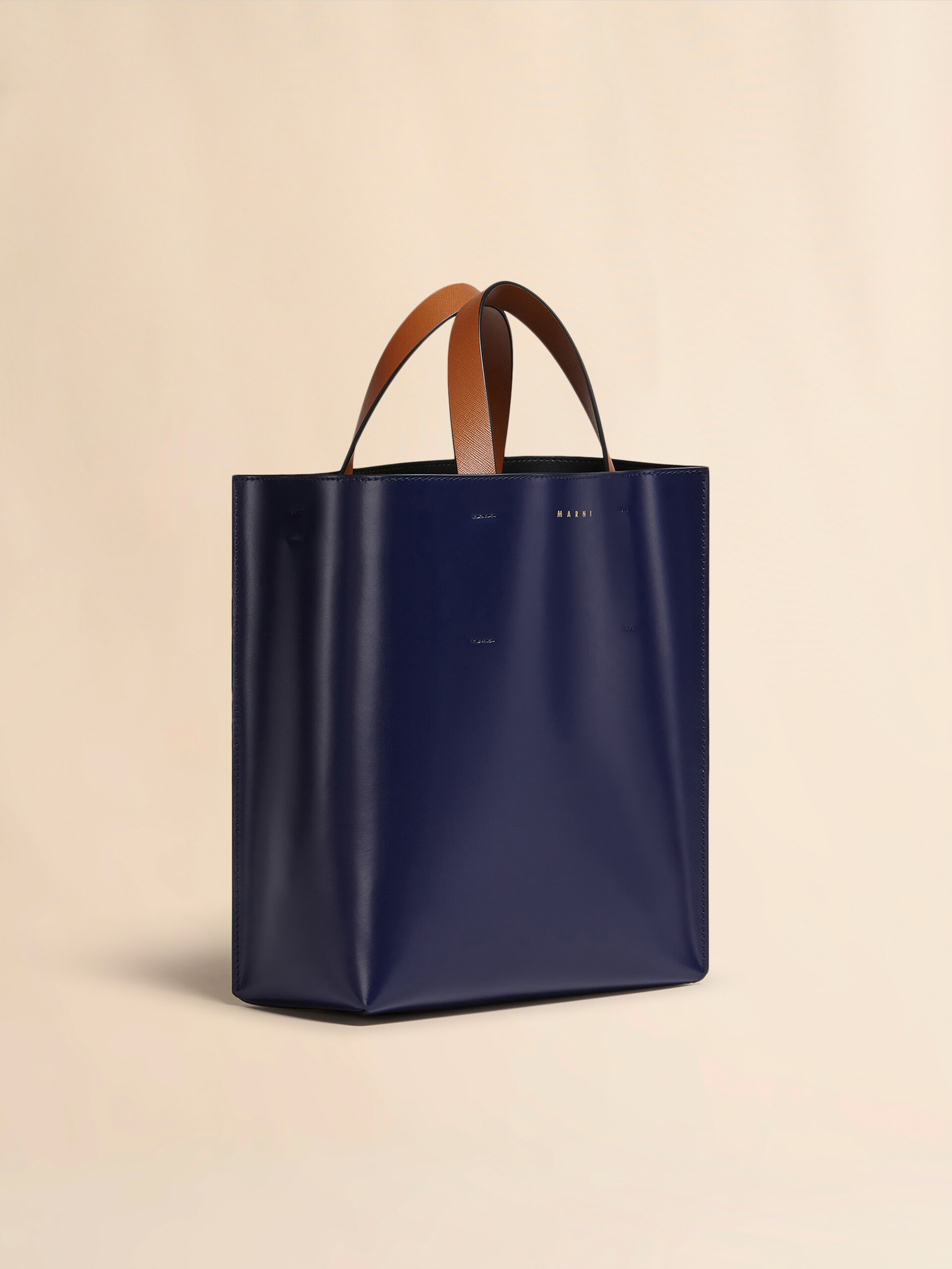 MUSEO small bag in blue and white leather - Shopping Bags - Image 5