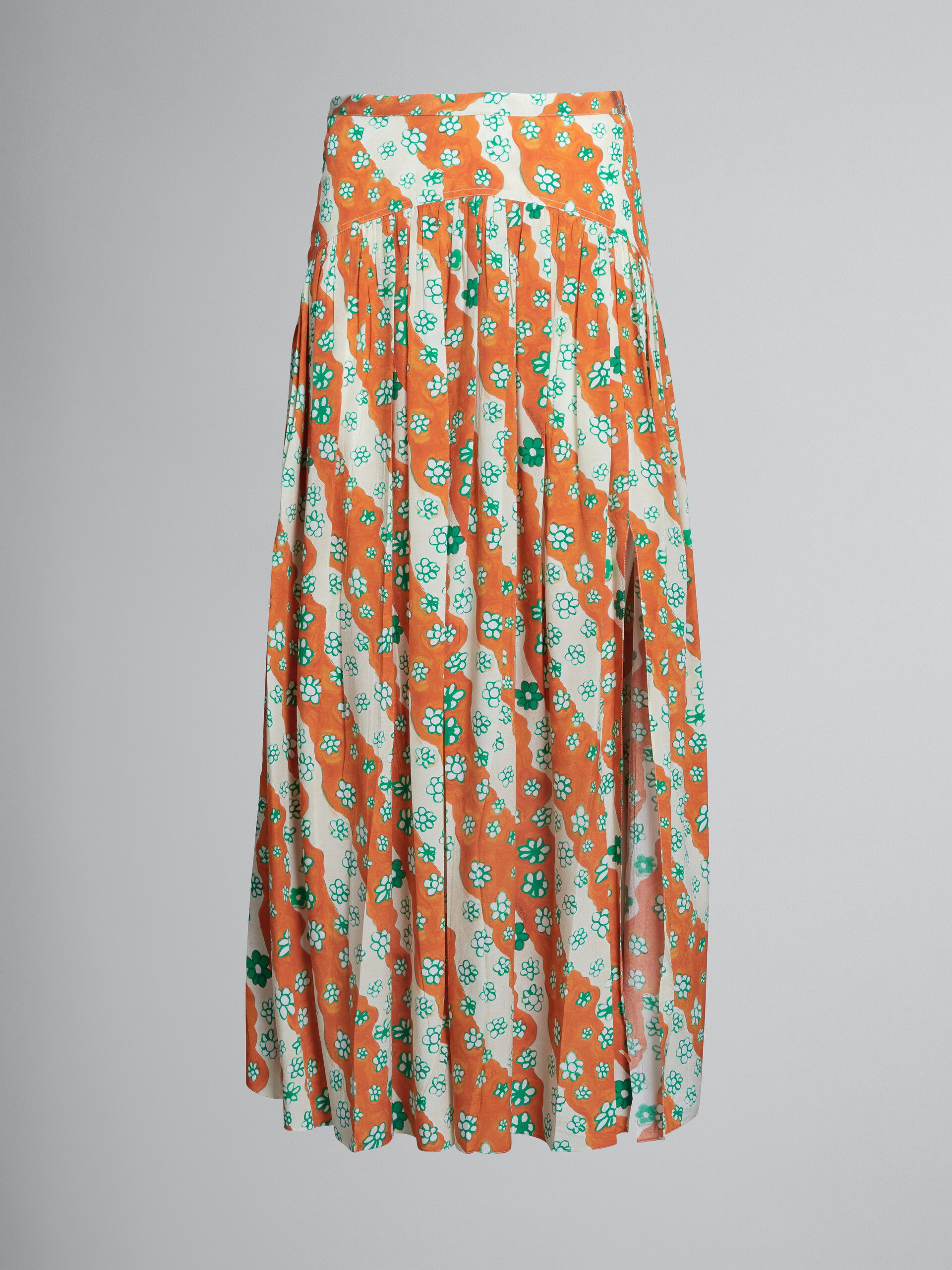 Printed long silk skirt - Skirts - Image 1