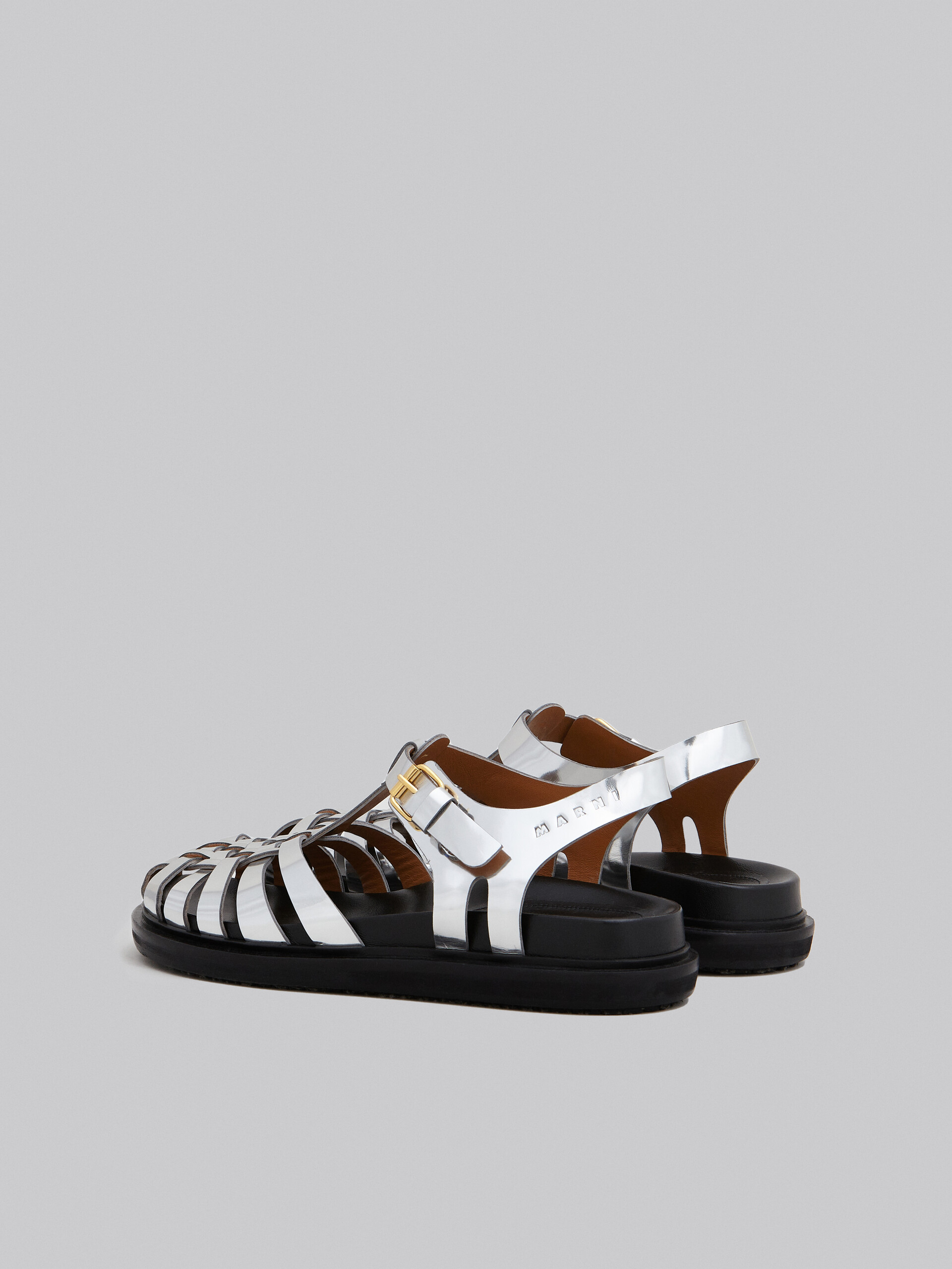 Silver mirrored leather fisherman's sandal - Sandals - Image 3