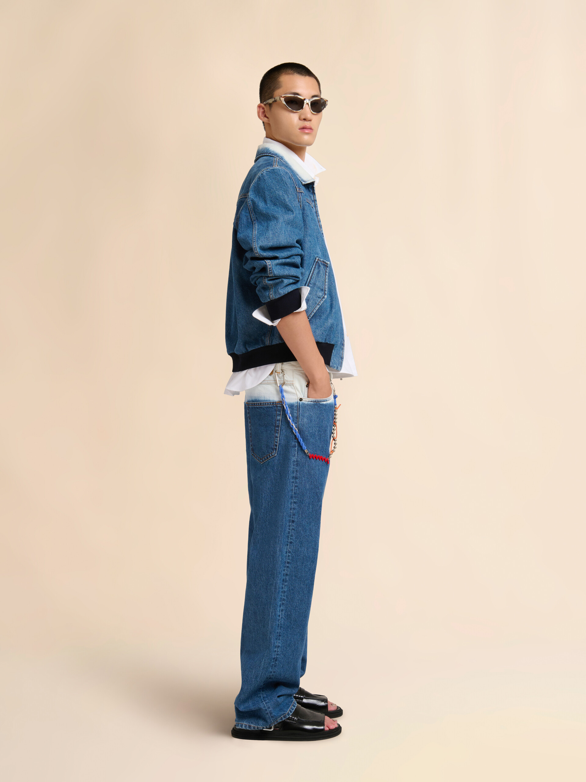 Blue denim bomber jacket with degradé collar - Jackets - Image 6