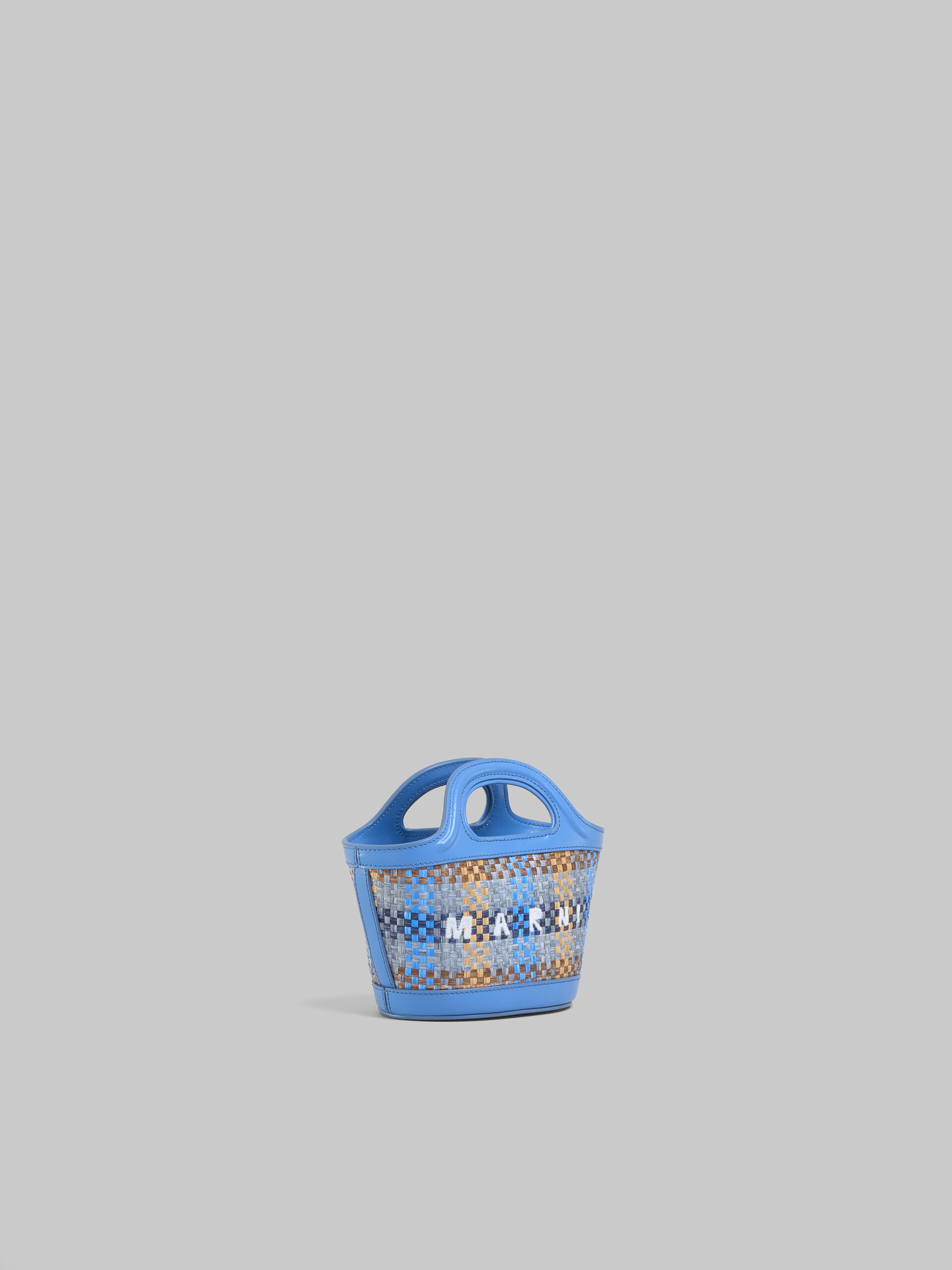 브라운 가죽 및 라피아 이팩트 패브릭 소재 Tropicalia 마이크로 백 - 핸드백 - Image 6