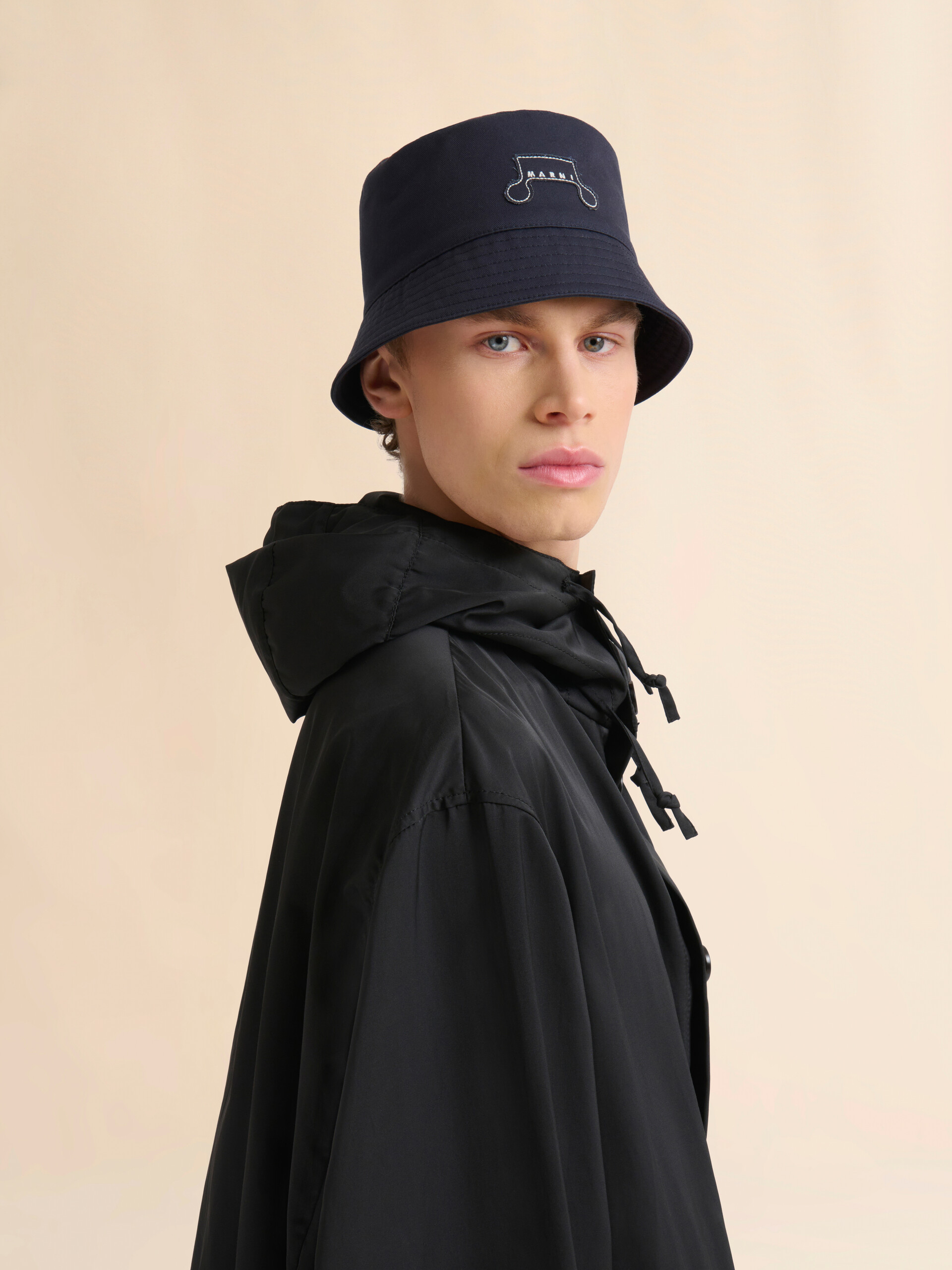Deep blue organic gabardine bucket hat with Trunkaroo patch - Hats - Image 2