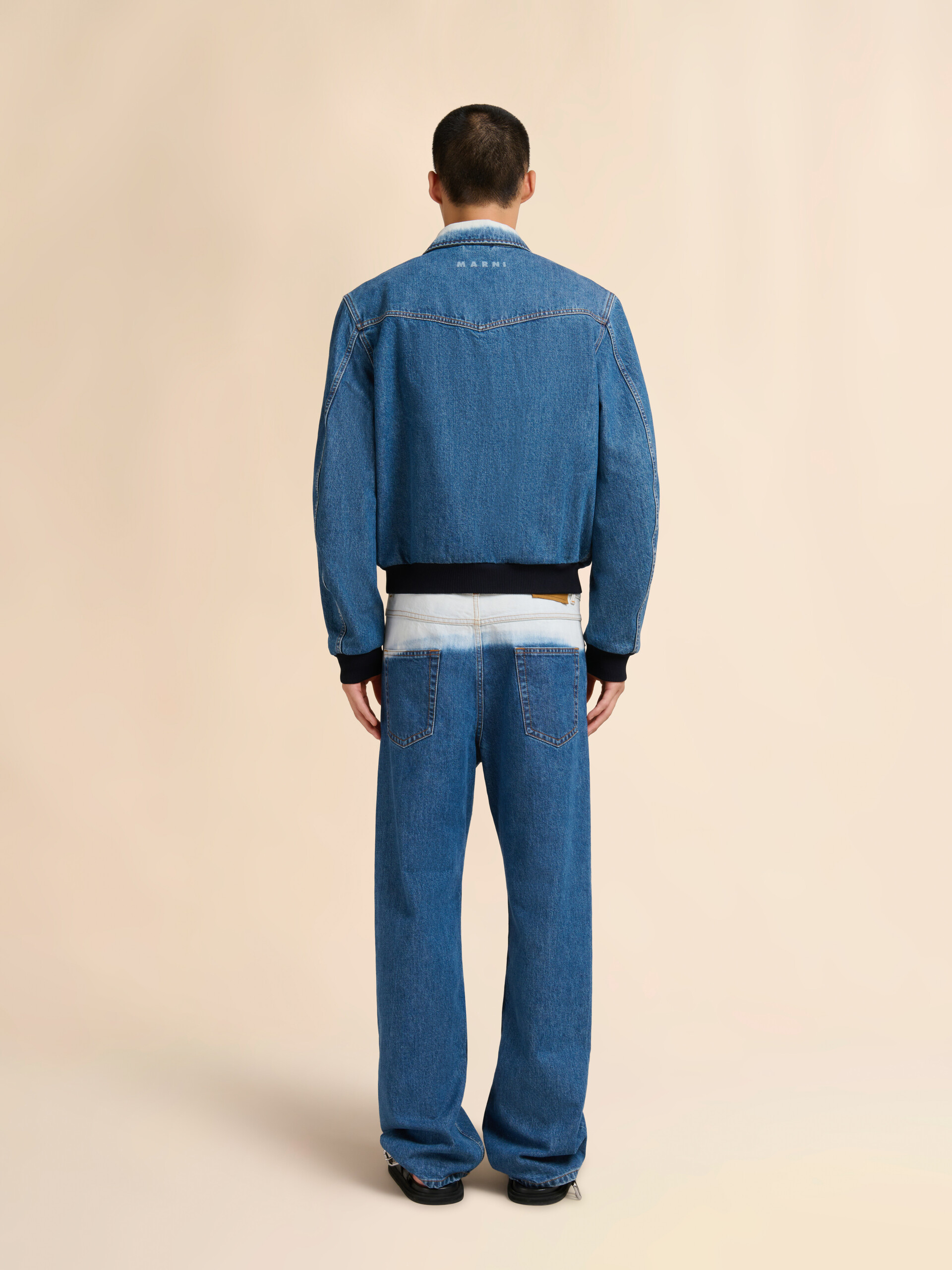 Blue denim bomber jacket with degradé collar - Jackets - Image 3