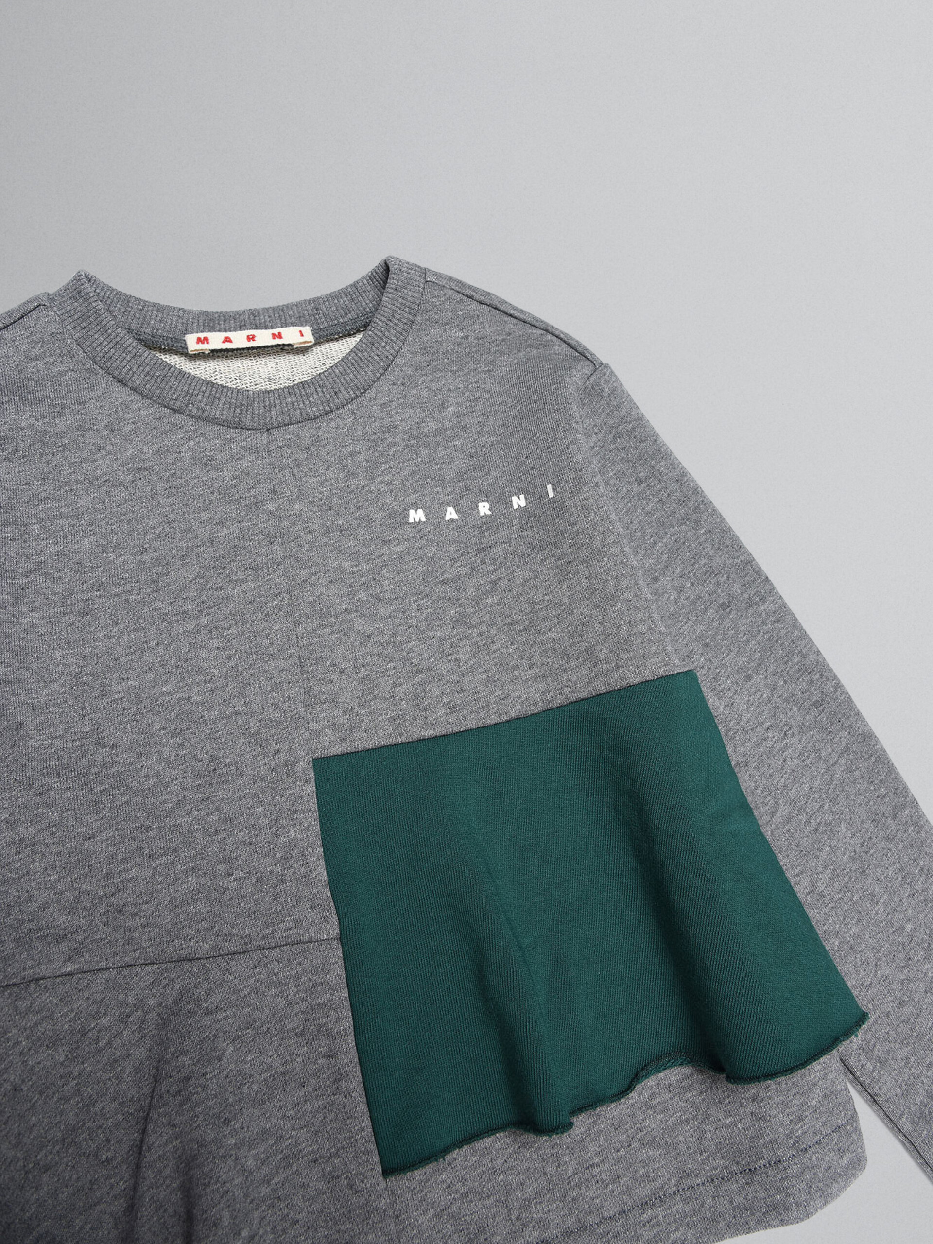 Grey melange sweatshirt with asymmetric flounce hem - Sweaters - Image 3
