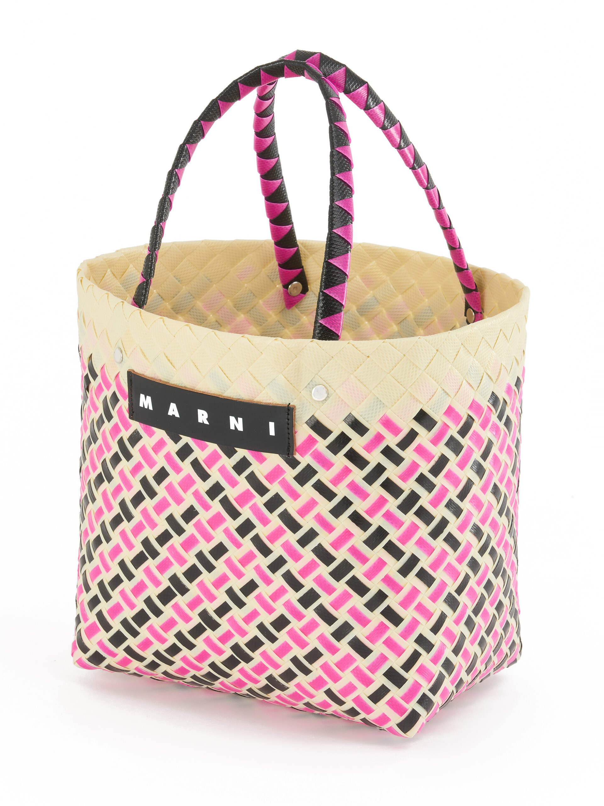 MITTELGROSSE MARNI MARKET KORBTASCHE mit beigefarbenem Rand | Marni