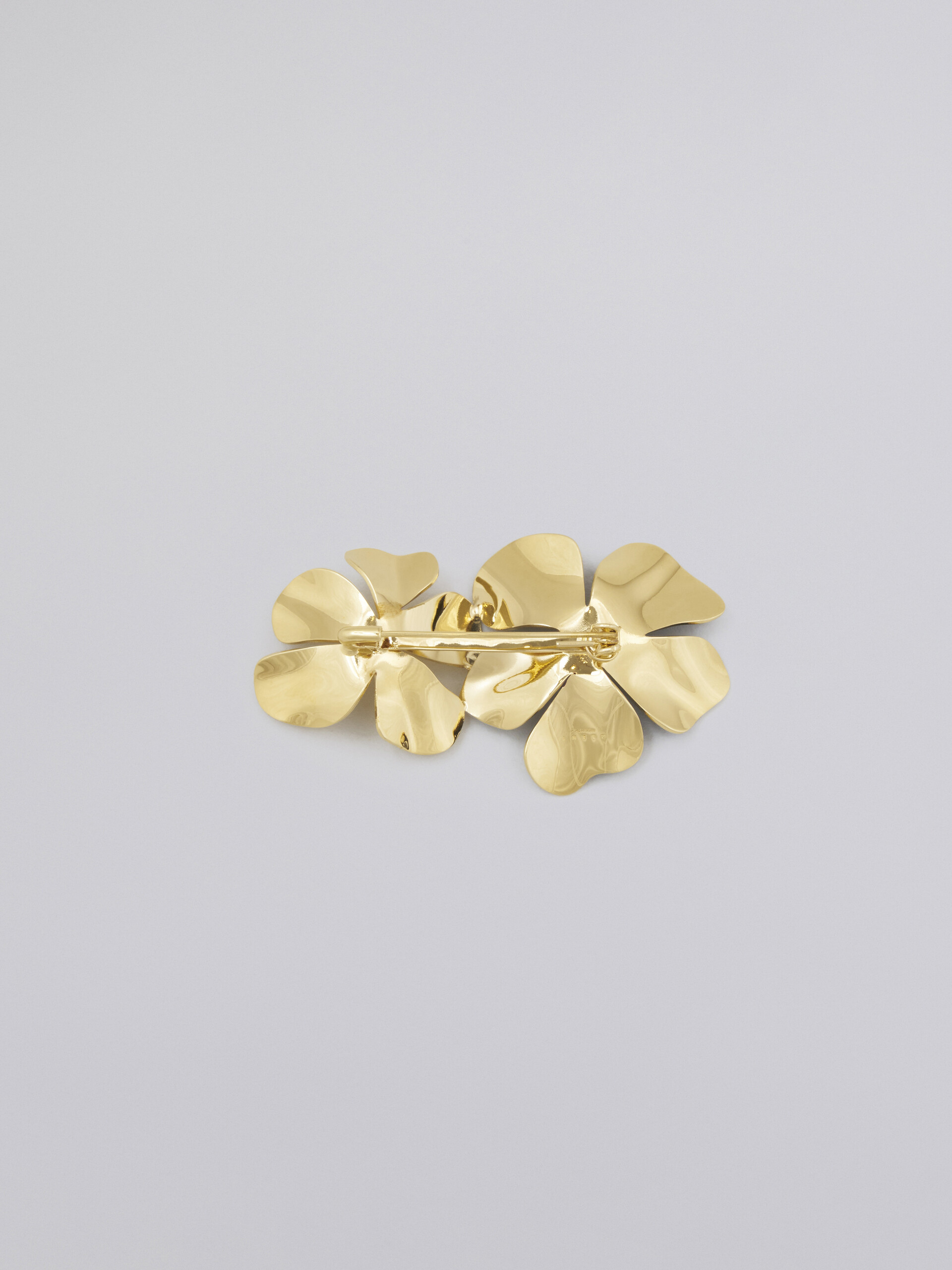 Brass FLOWER brooch in the shape of a flower with enamel petals - Broach - Image 2