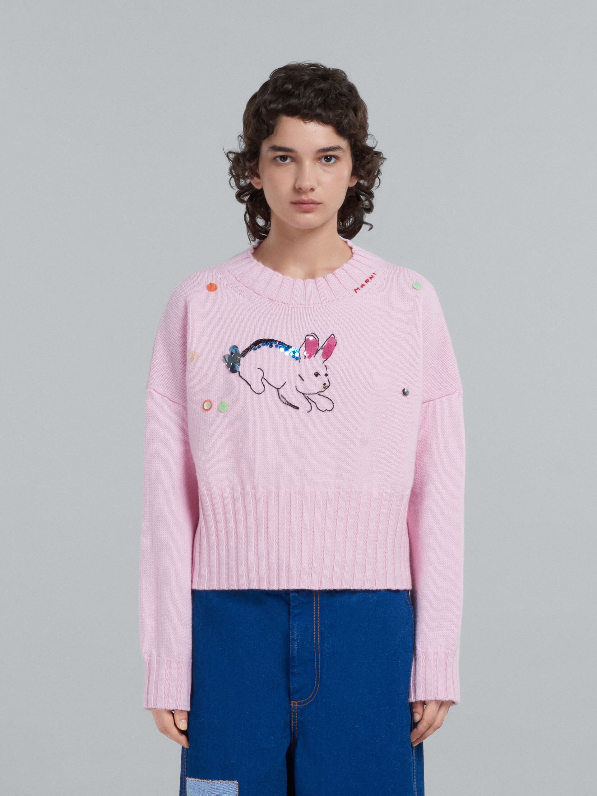 Sweater with rabbit embroidery - Pullovers - Image 2