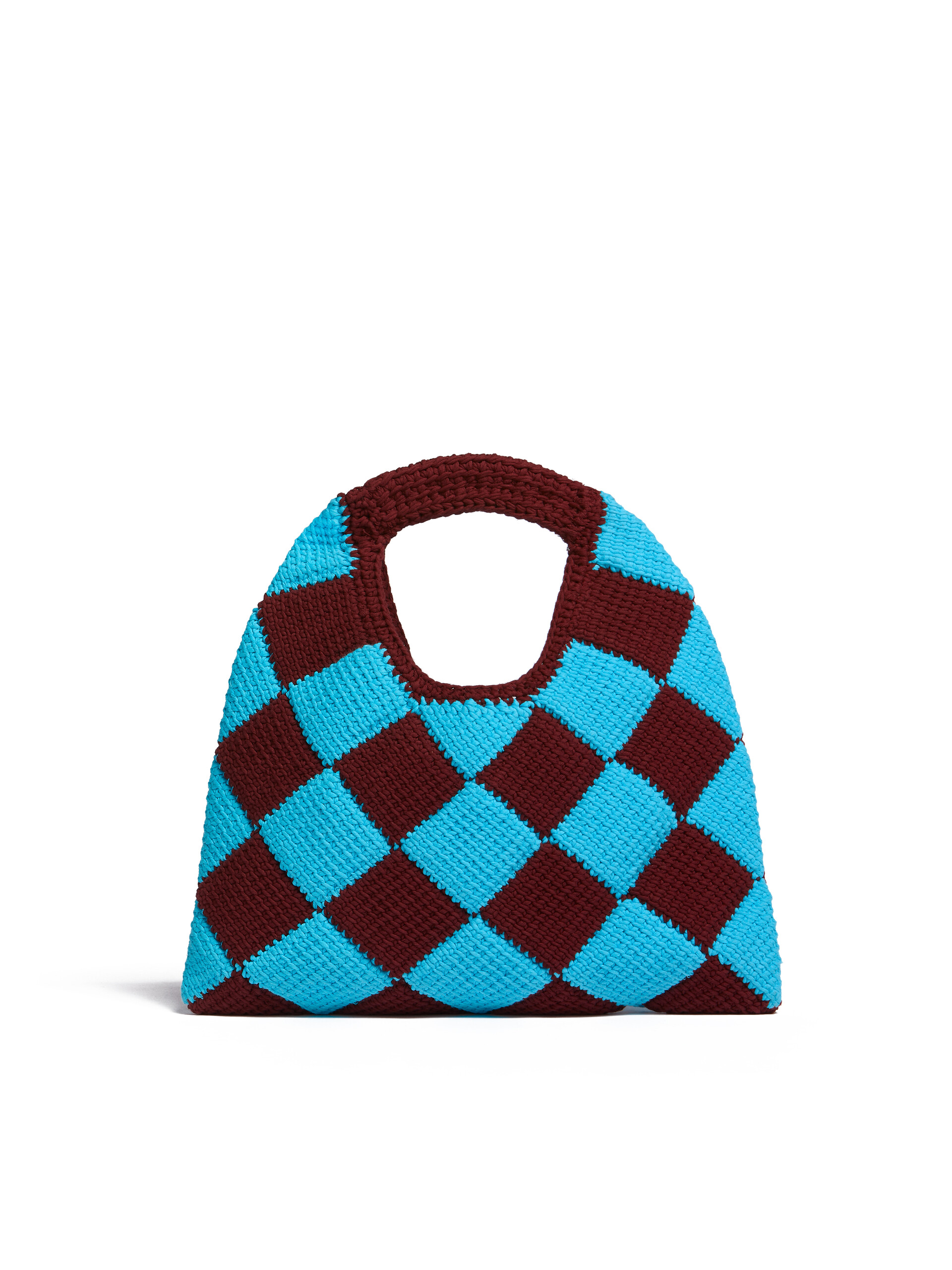 Sac MARNI MARKET DIAMOND de taille moyenne en laine technique bleue et marron - Sacs - Image 3