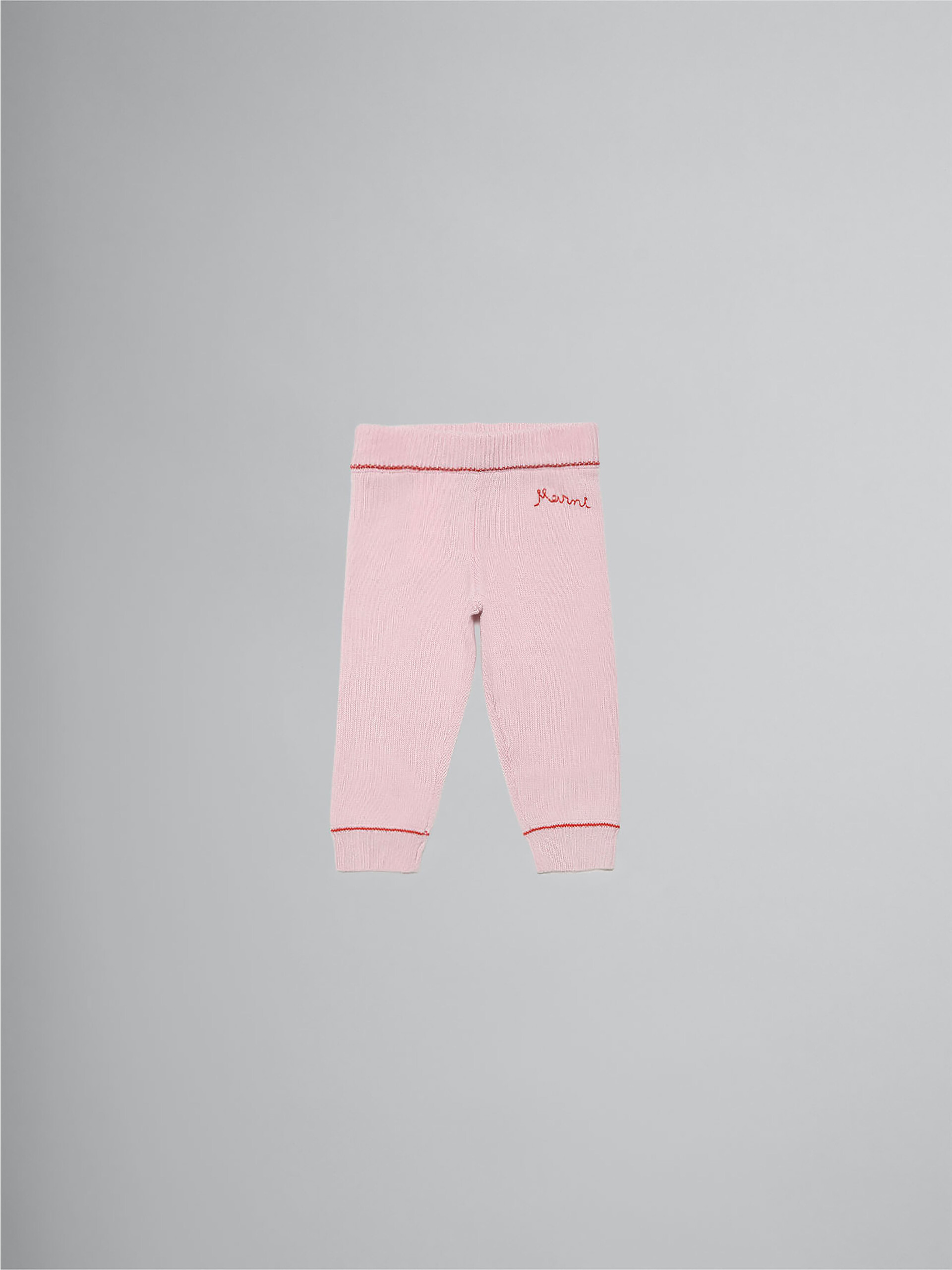 Pink wool and cashmere trousers with logo - Pants - Image 1