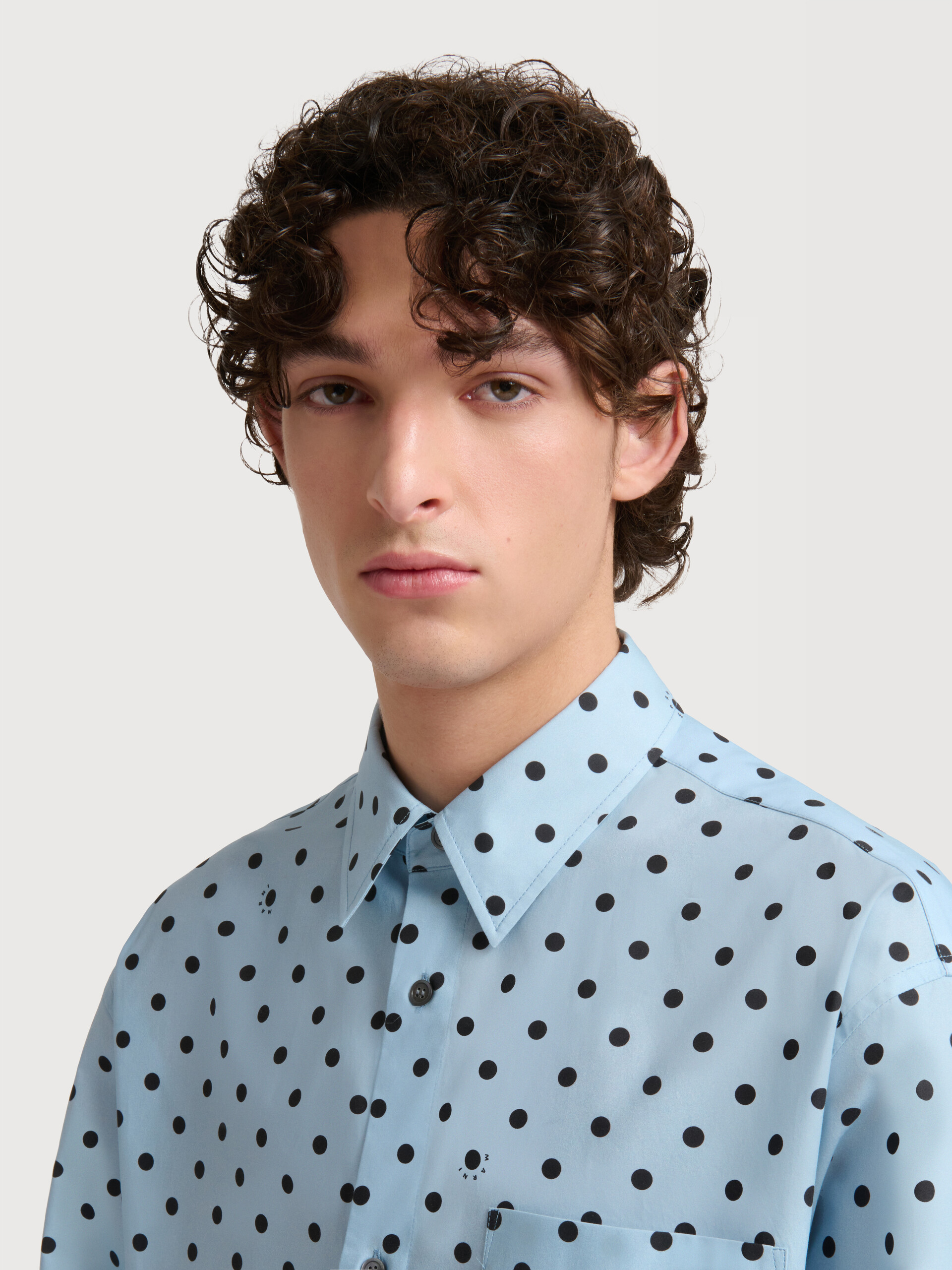 Light blue poplin shirt with Polka Rhythm print - Shirts - Image 5