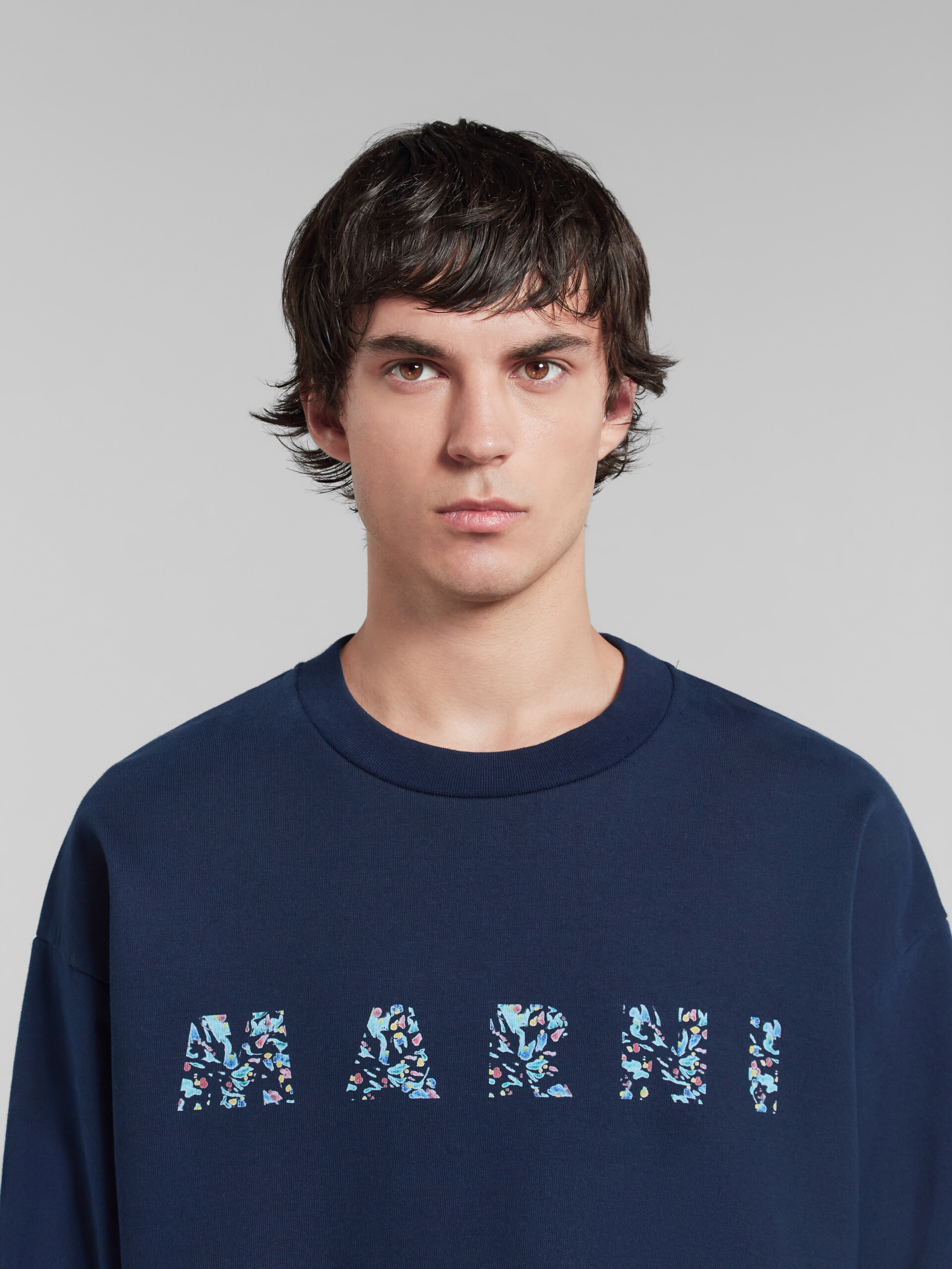 Blue bio cotton sweatshirt with patterned Marni print - Sweaters - Image 4