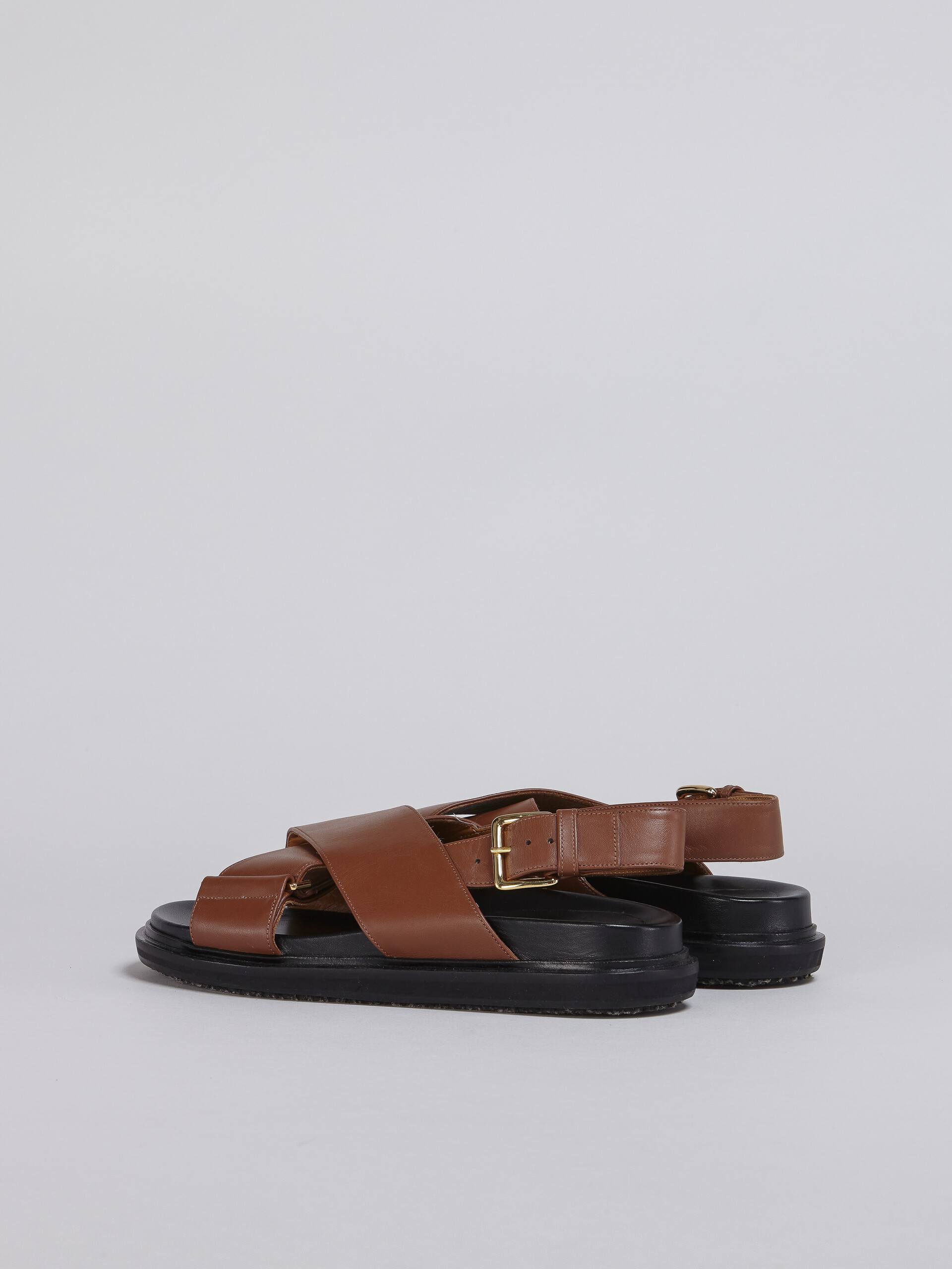 Brown smooth calf leather fussbett - Sandals - Image 3