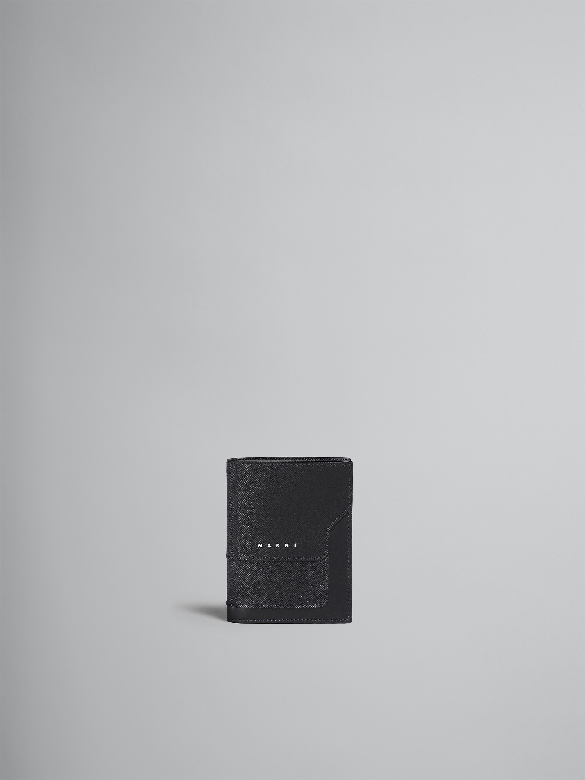 Black saffiano and calf bi-fold wallet - Wallets - Image 1
