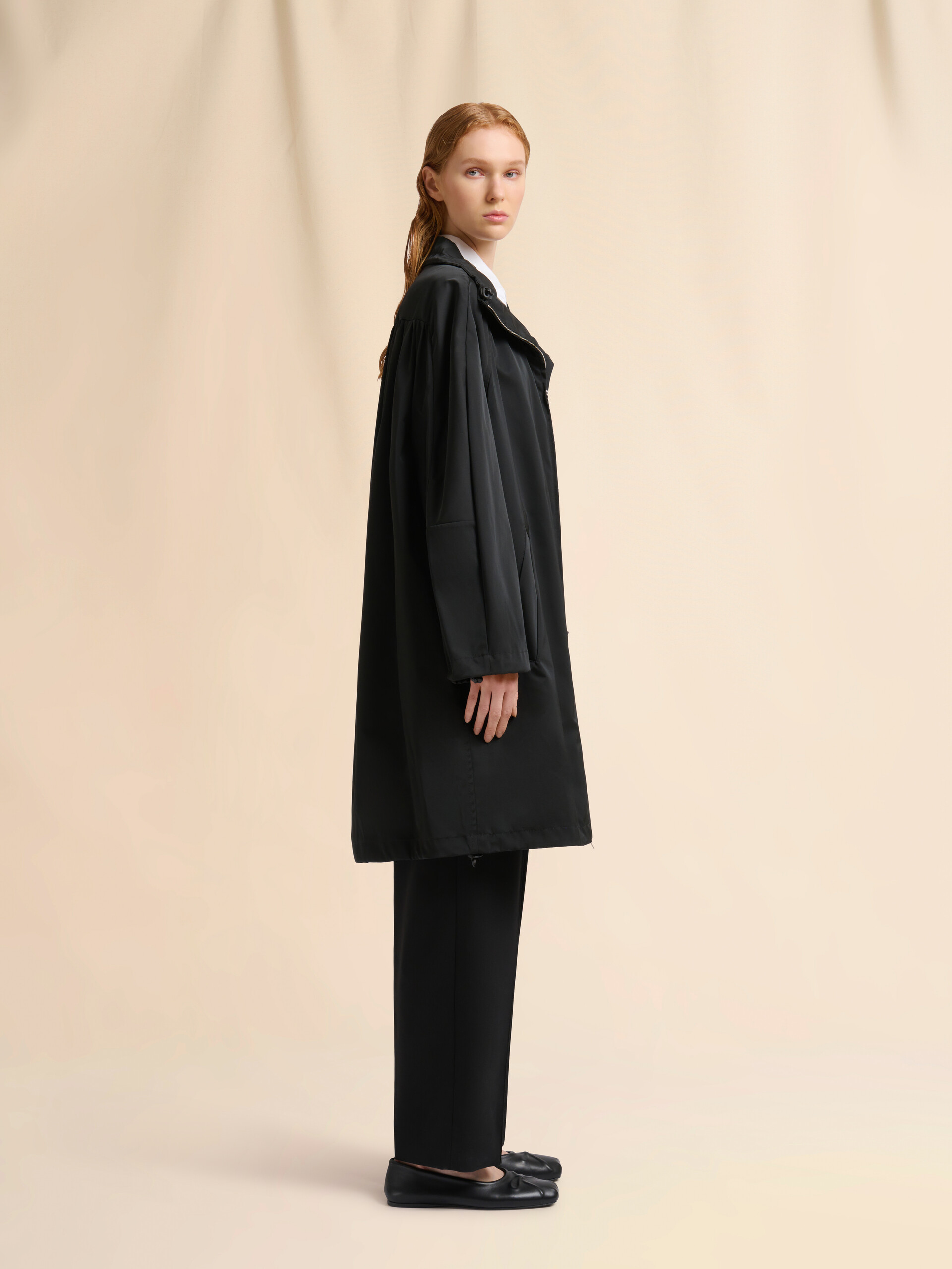 Black gathered taffeta parka - Jackets - Image 6