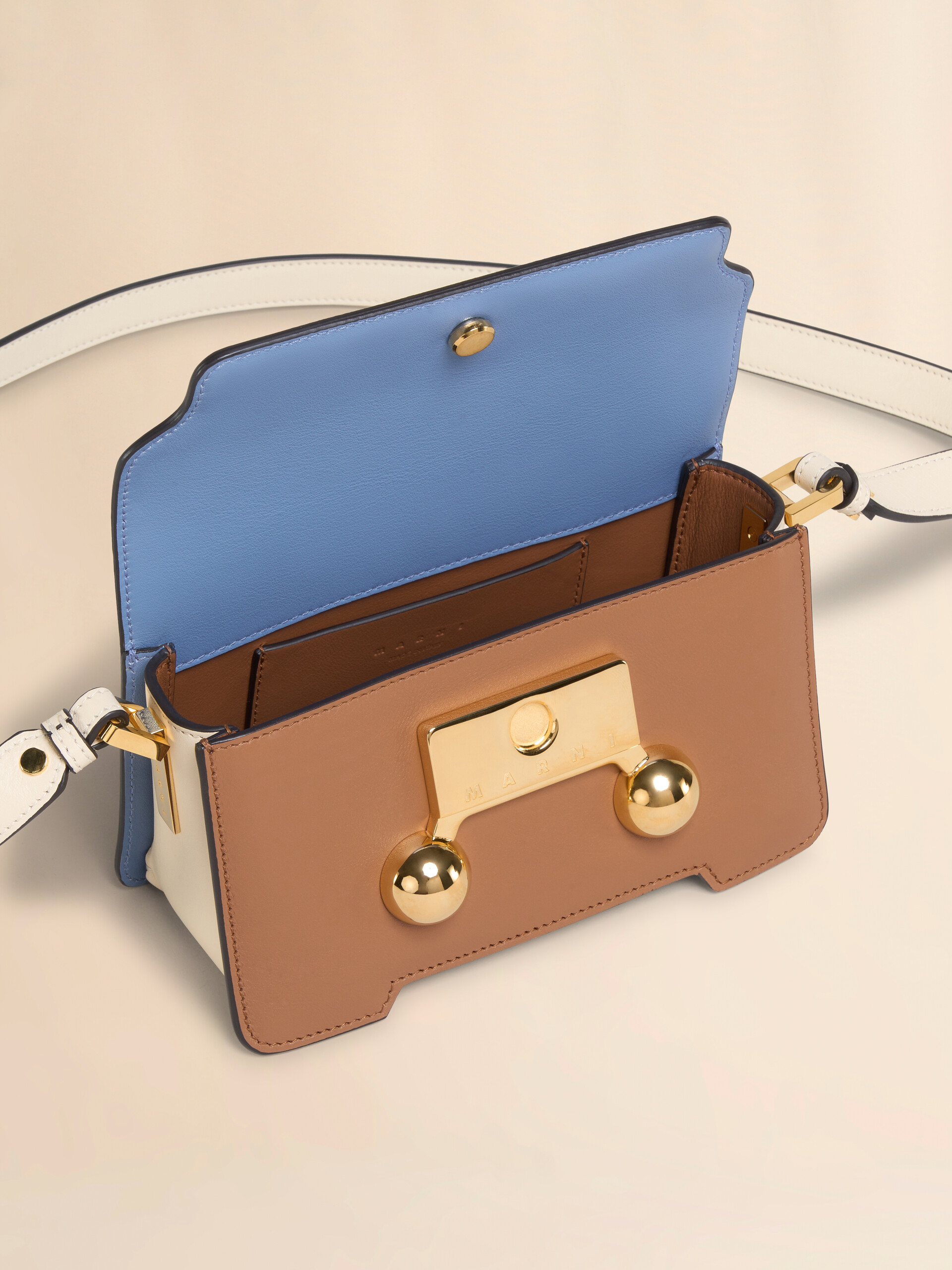 Blue, beige and light blue leather Trunkaroo Mini shoulder Bag - Shoulder Bags - Image 3