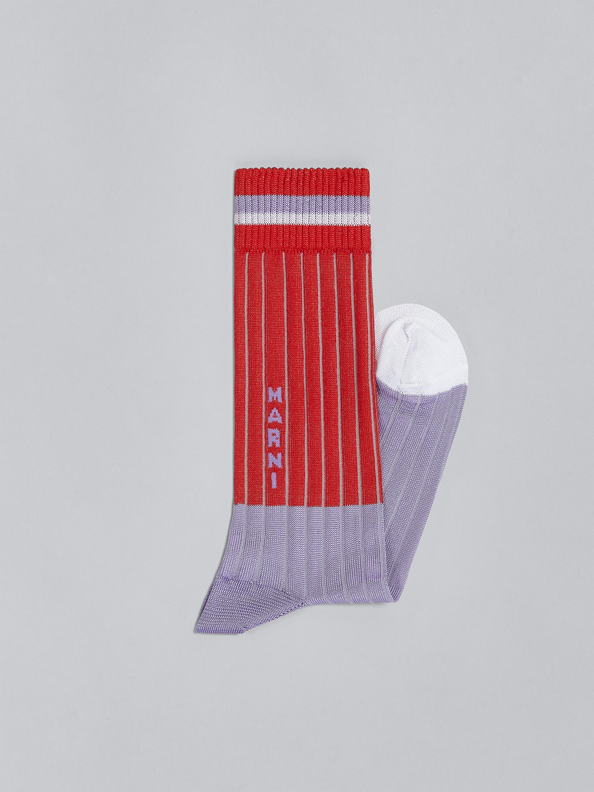Red two-tone viscose socks - Socks - Image 2
