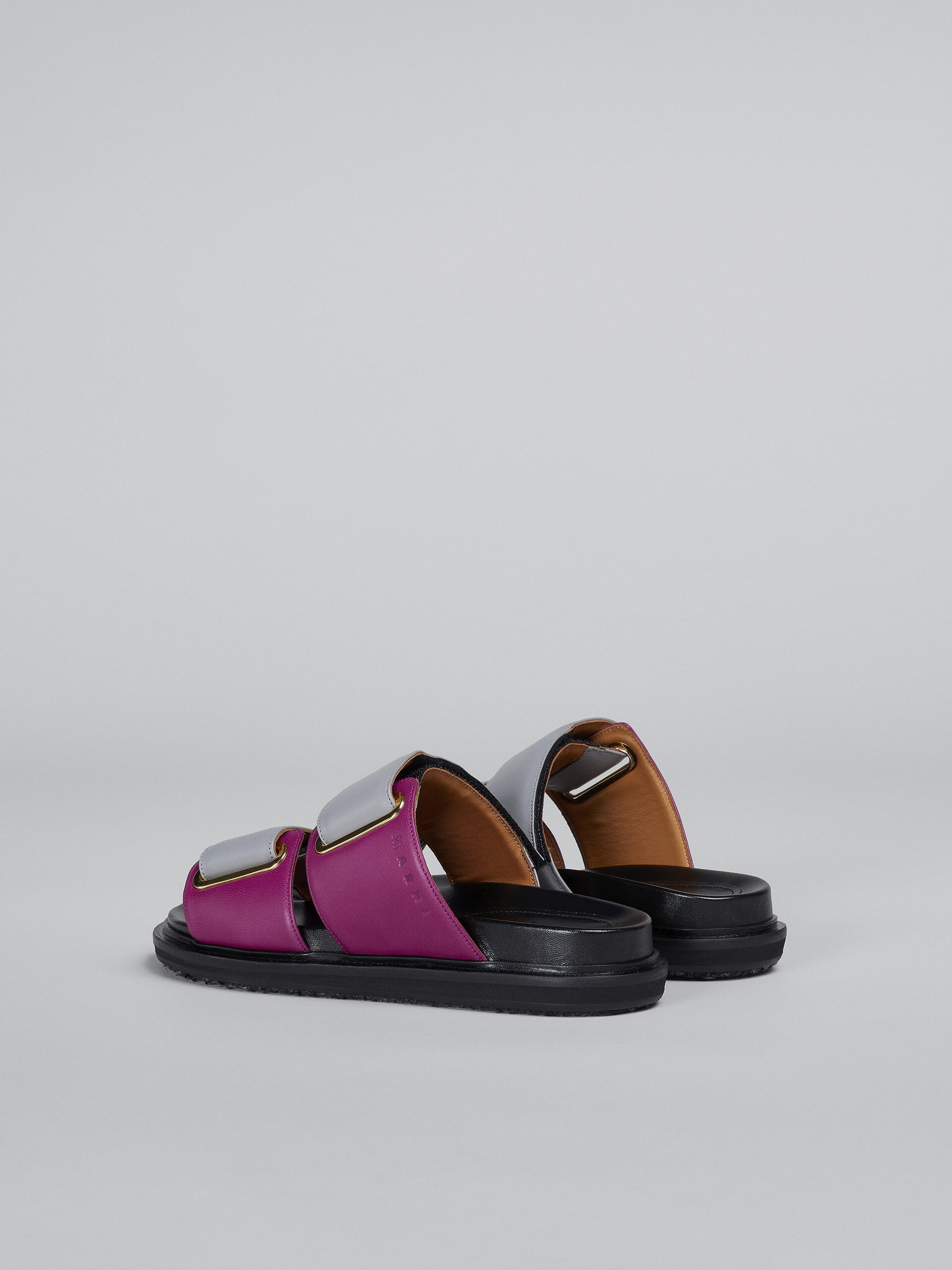 Grey and fucshia leather fussbett - Sandals - Image 3