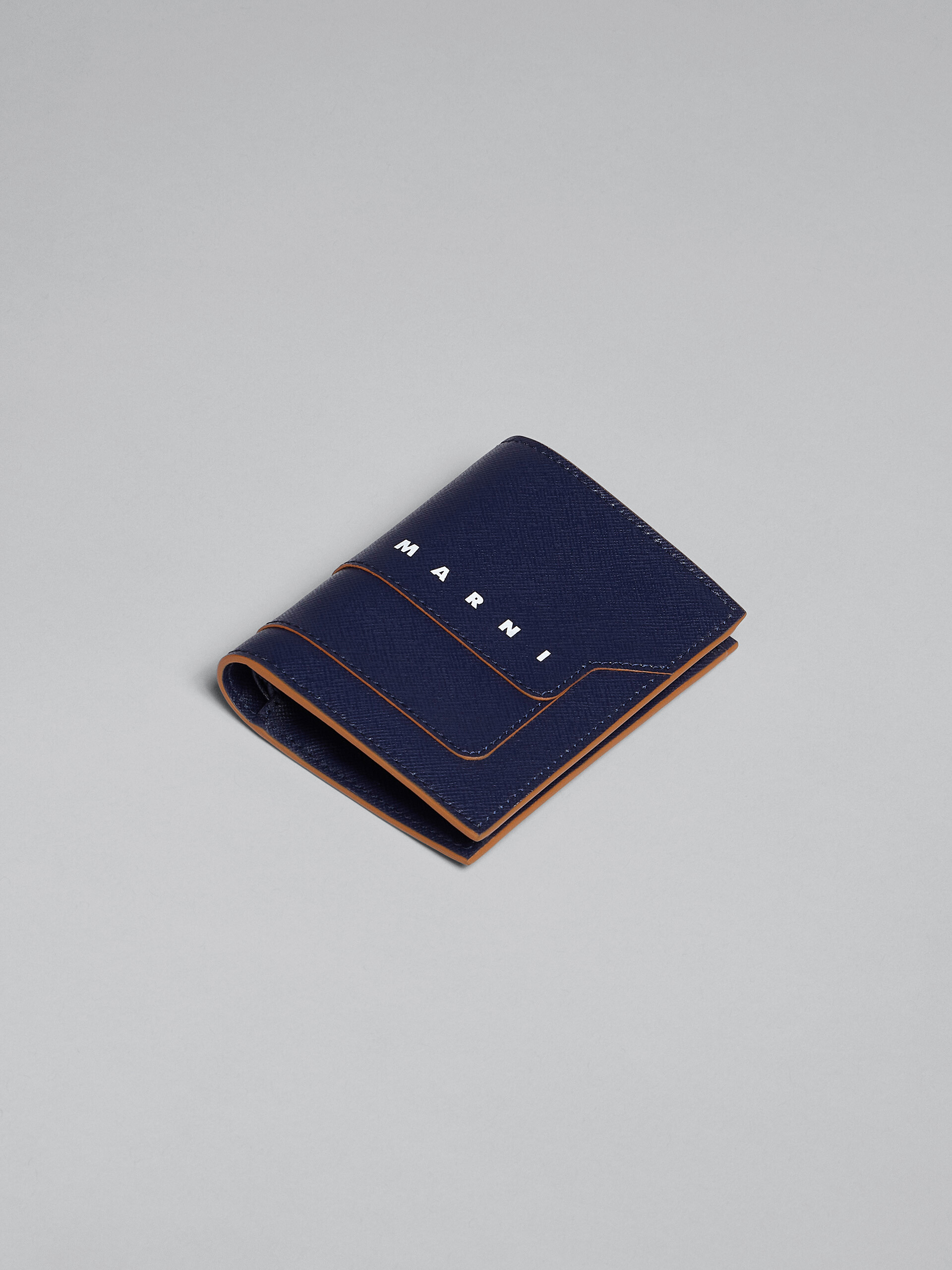Blue saffiano leather bi-fold wallet - Wallets - Image 4