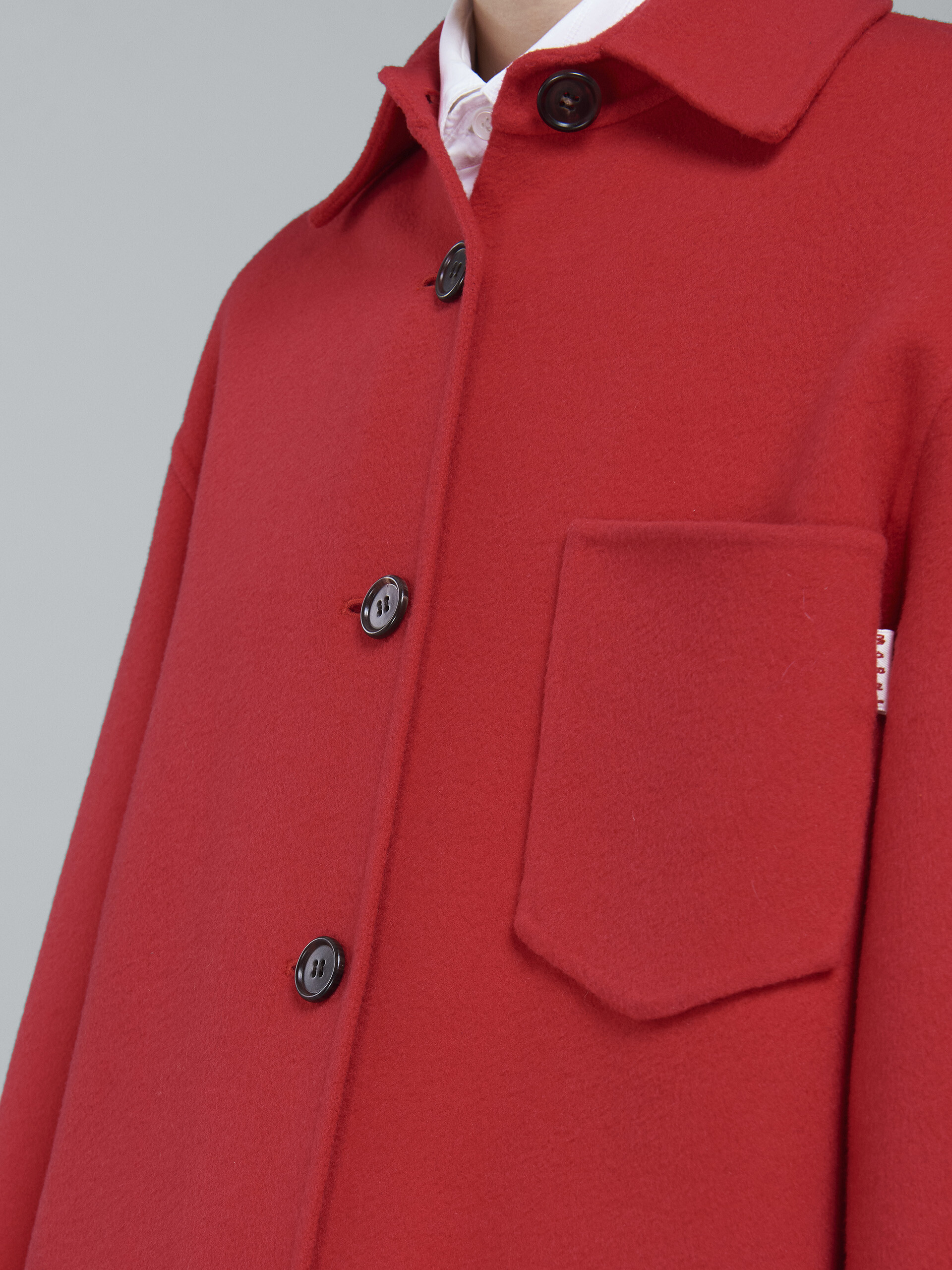 Red double face wool long overshirt - Jackets - Image 5