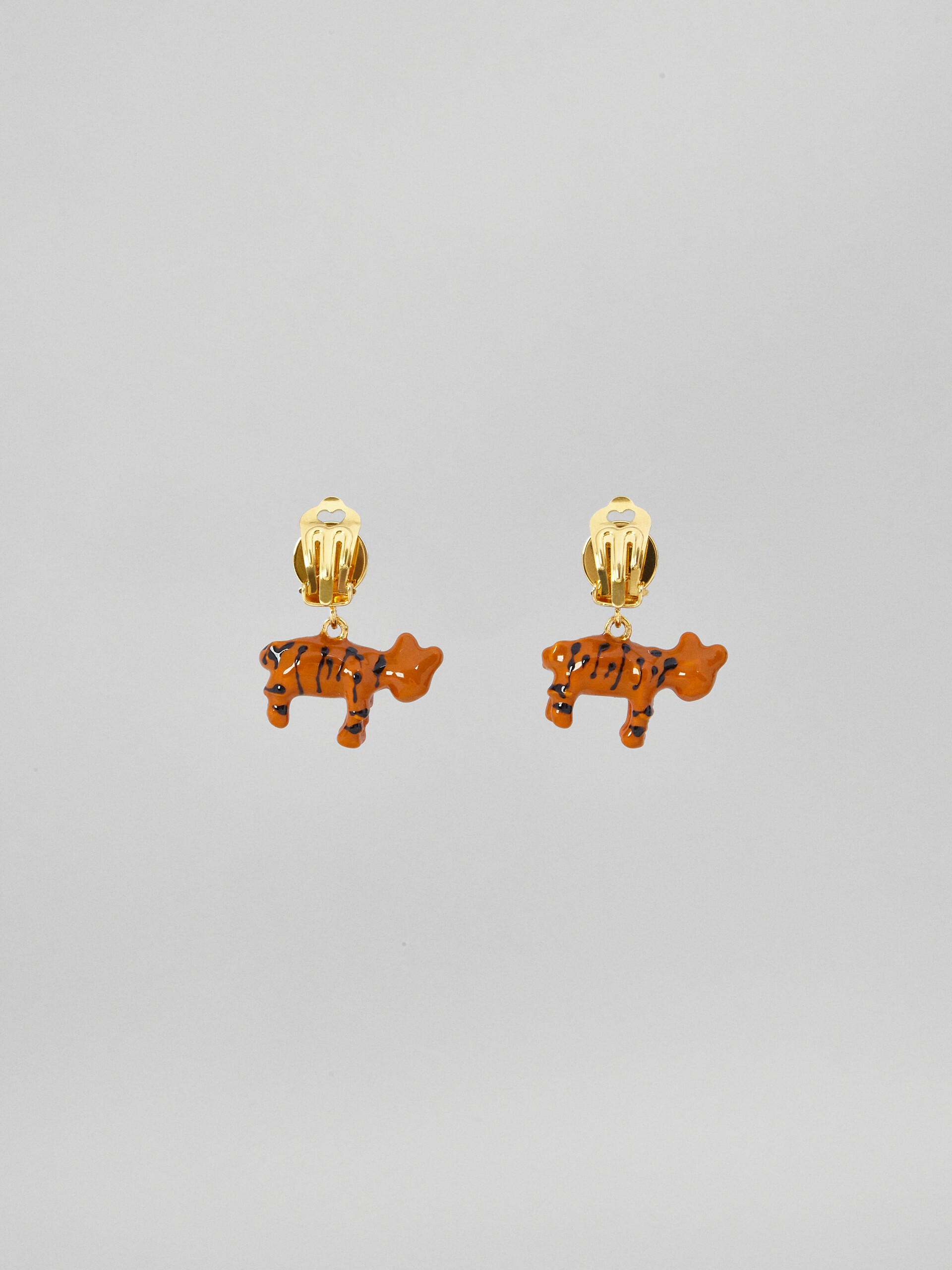 NAIF TIGER clip-on earrings in metal and resin - Earrings - Image 3