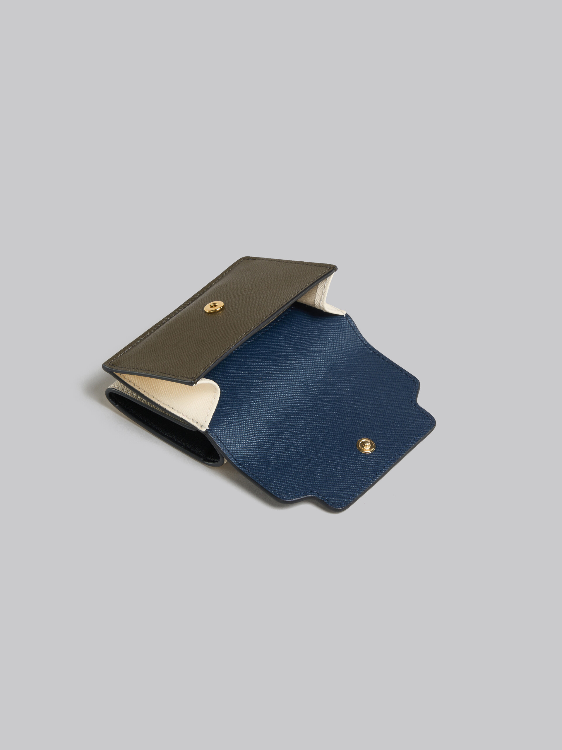 グリーン、ホワイト、ブラウン サフィアーノレザー三つ折りウォレット - 財布 - Image 5