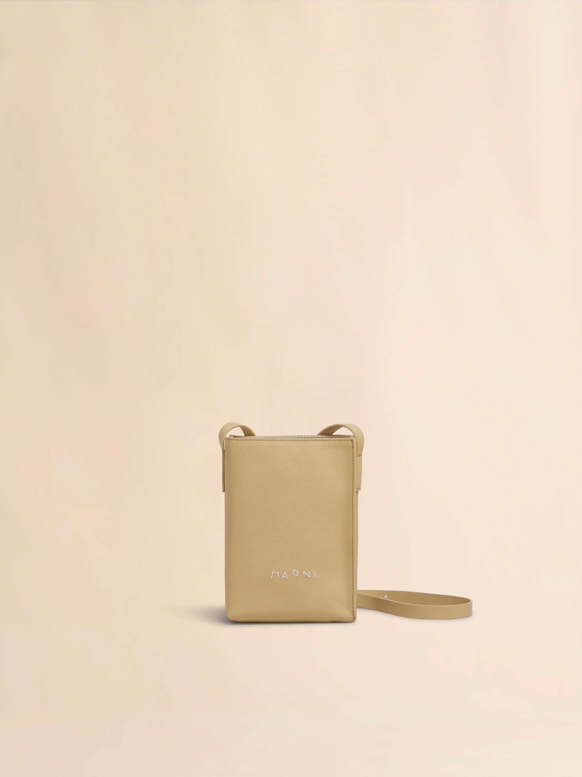 Black leather Museo Nano Bag with Marni Symbol embroidery - Shoulder Bags - Image 1