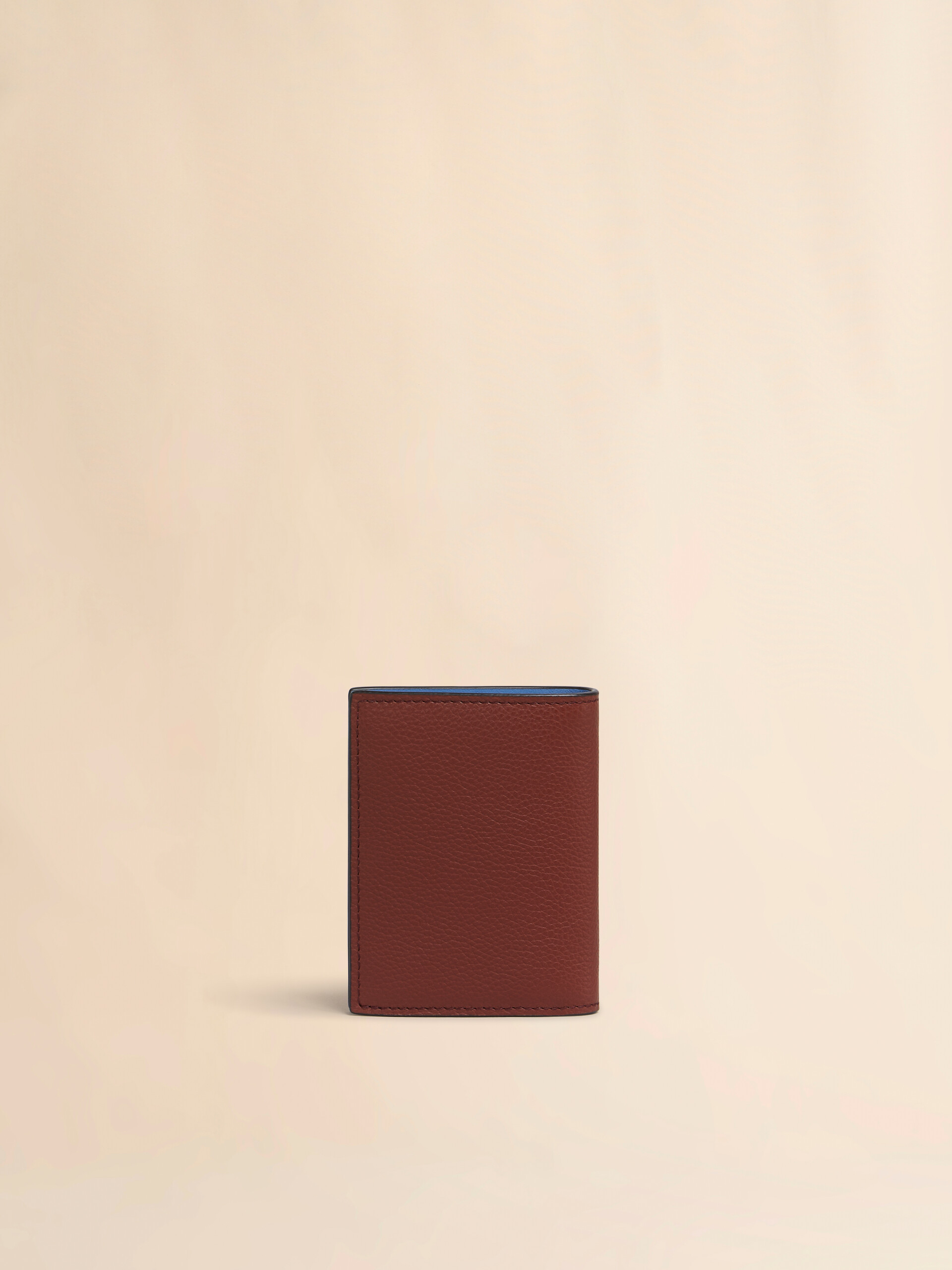 Brown leather bifold wallet with Marni Mending embroidery - Wallets - Image 3