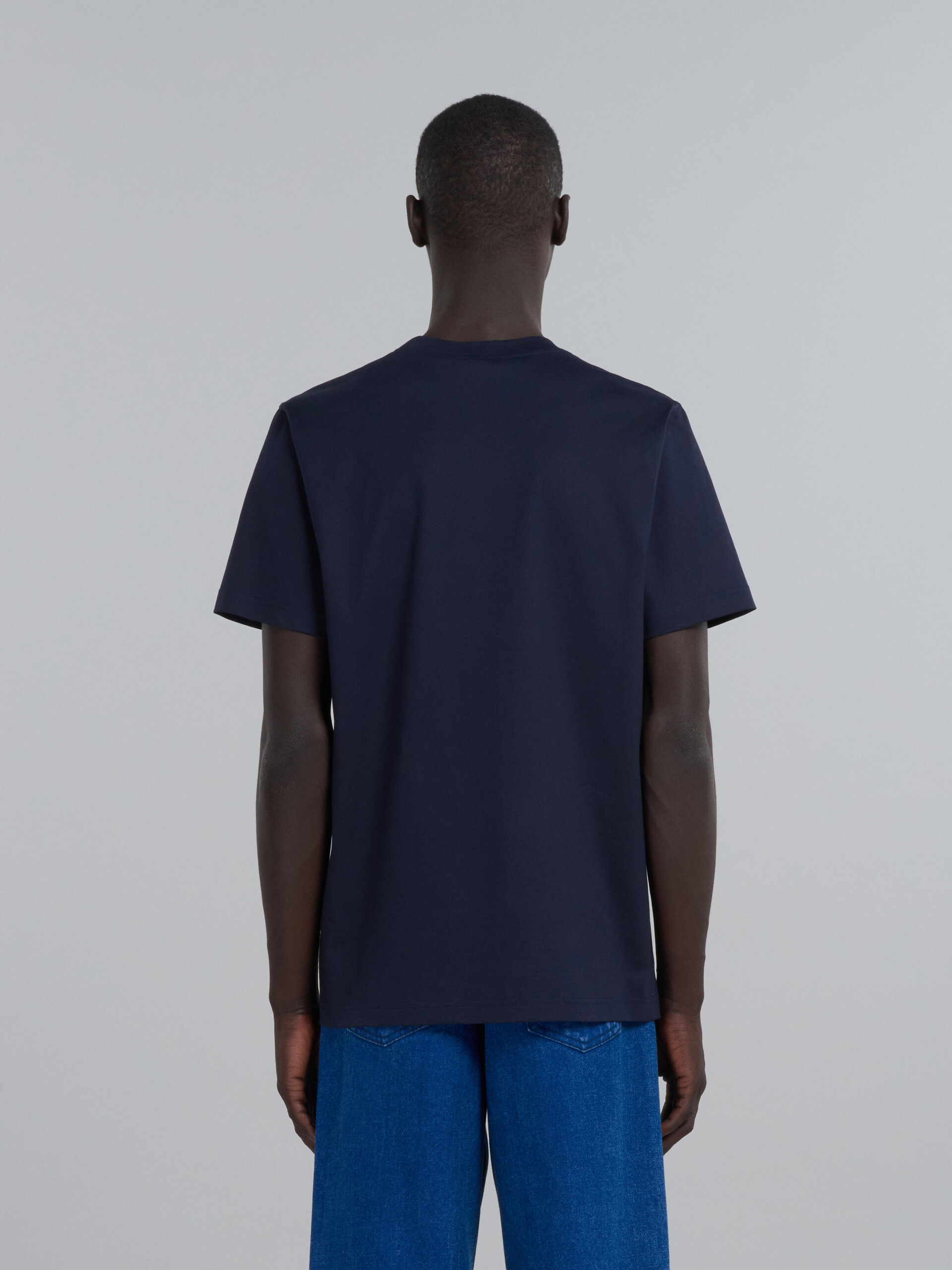 Dark blue organic cotton T-shirt with logo - T-shirts - Image 3