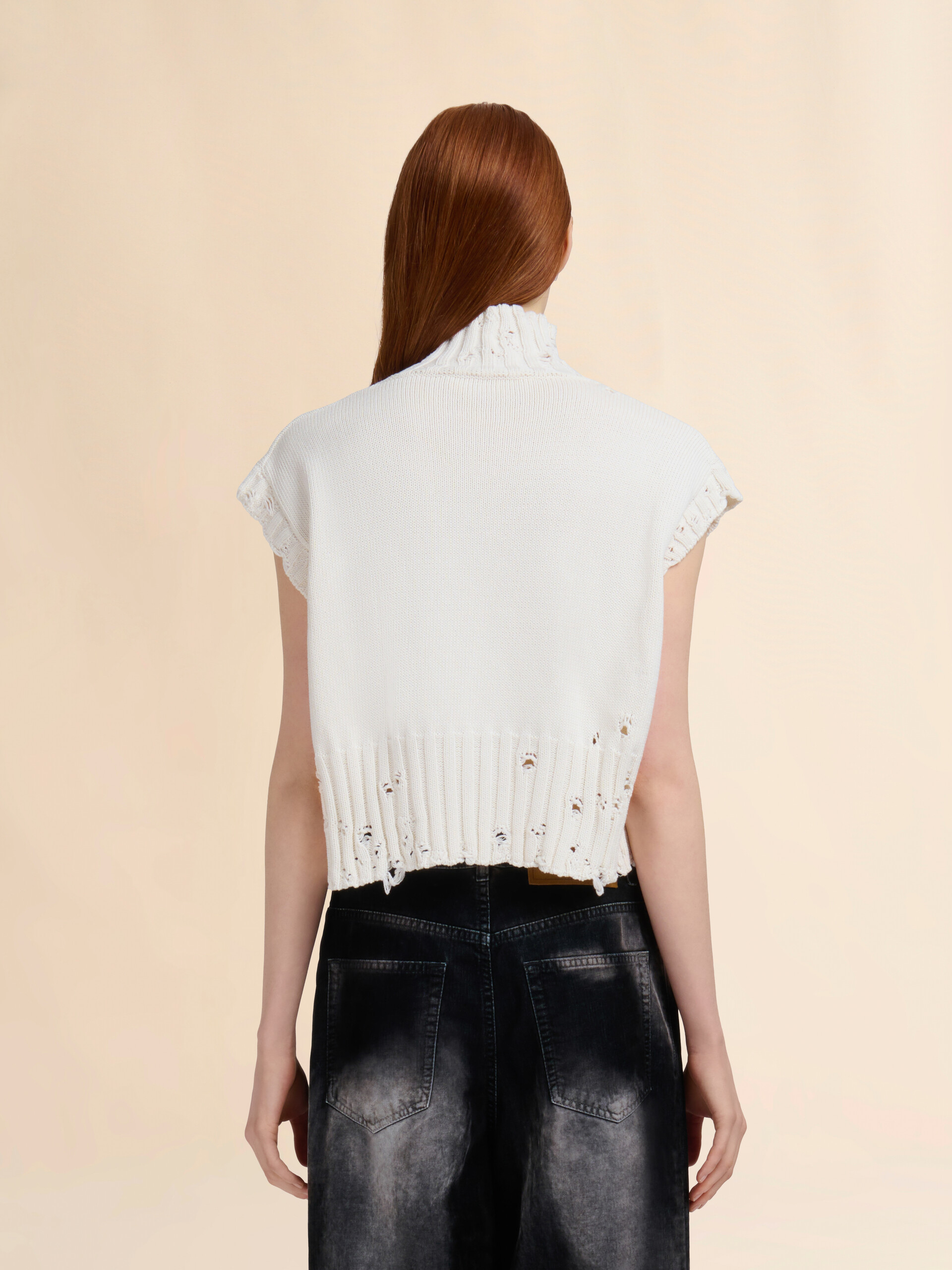 Gilet corto in cotone nero - Pullover - Image 3