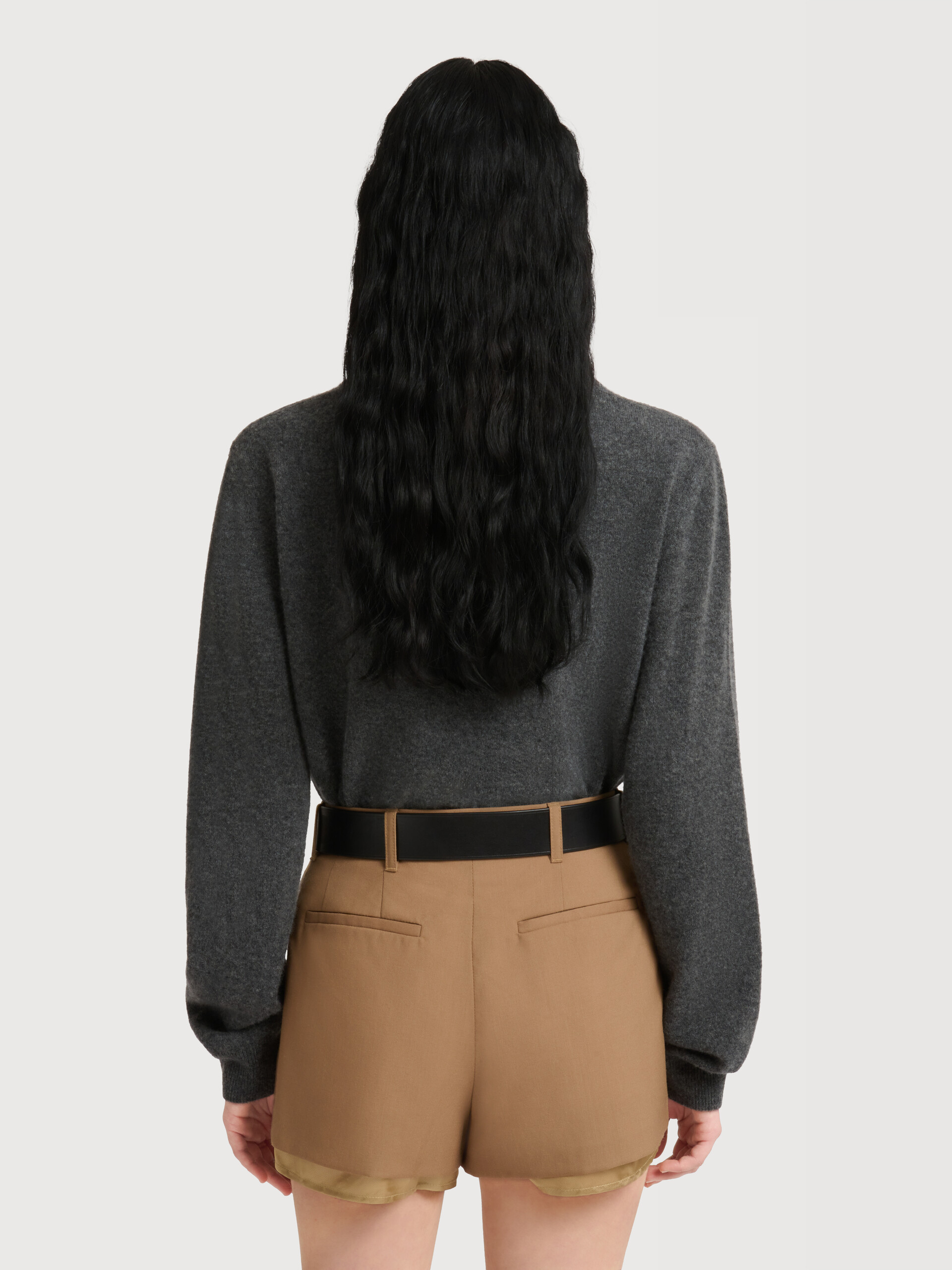 Grey cashmere cardigan with layered effect - Pullovers - Image 4