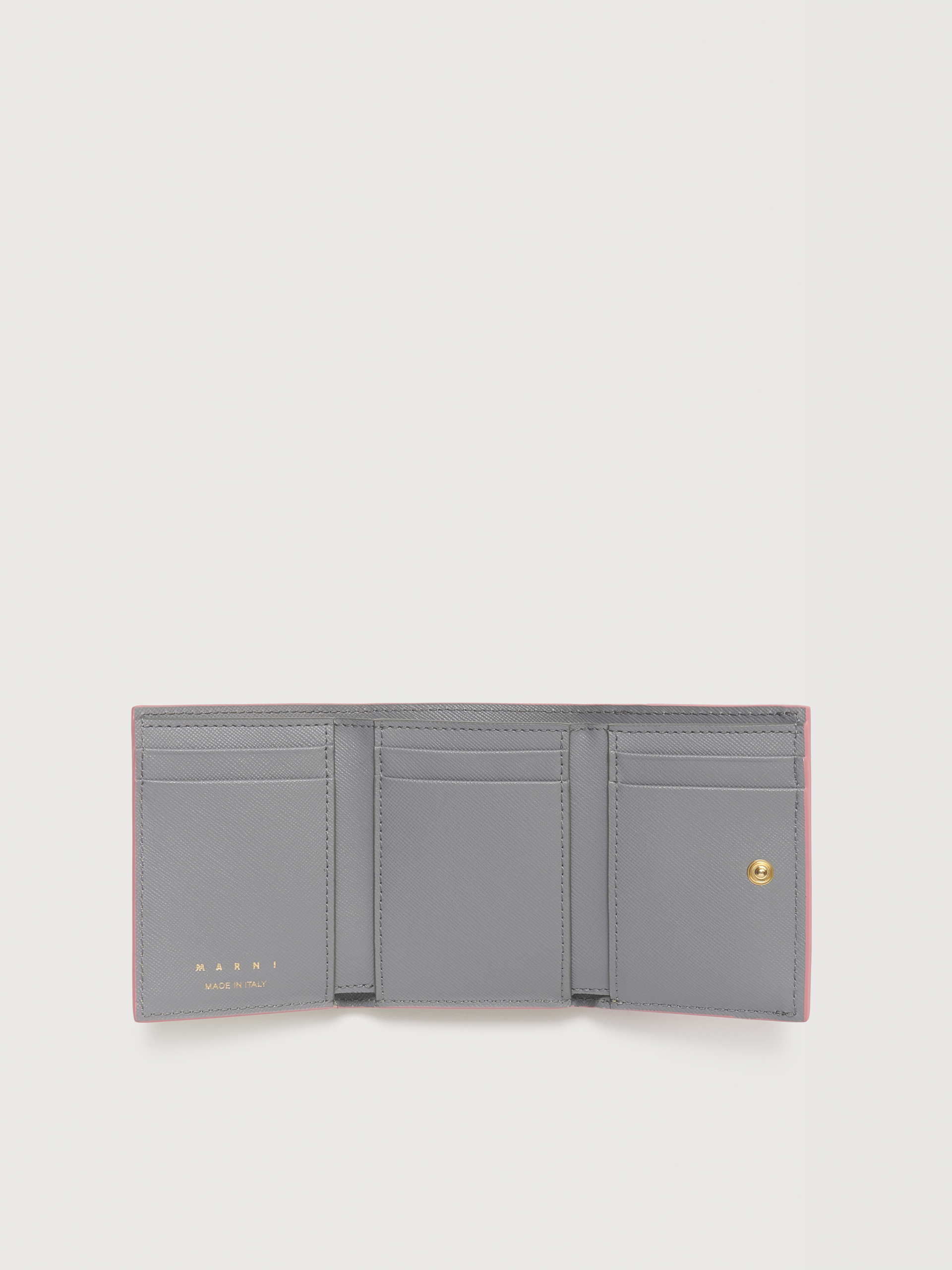 ブラウン、ブラック＆グレー レザー Trunk三つ折りウォレット - 財布 - Image 2