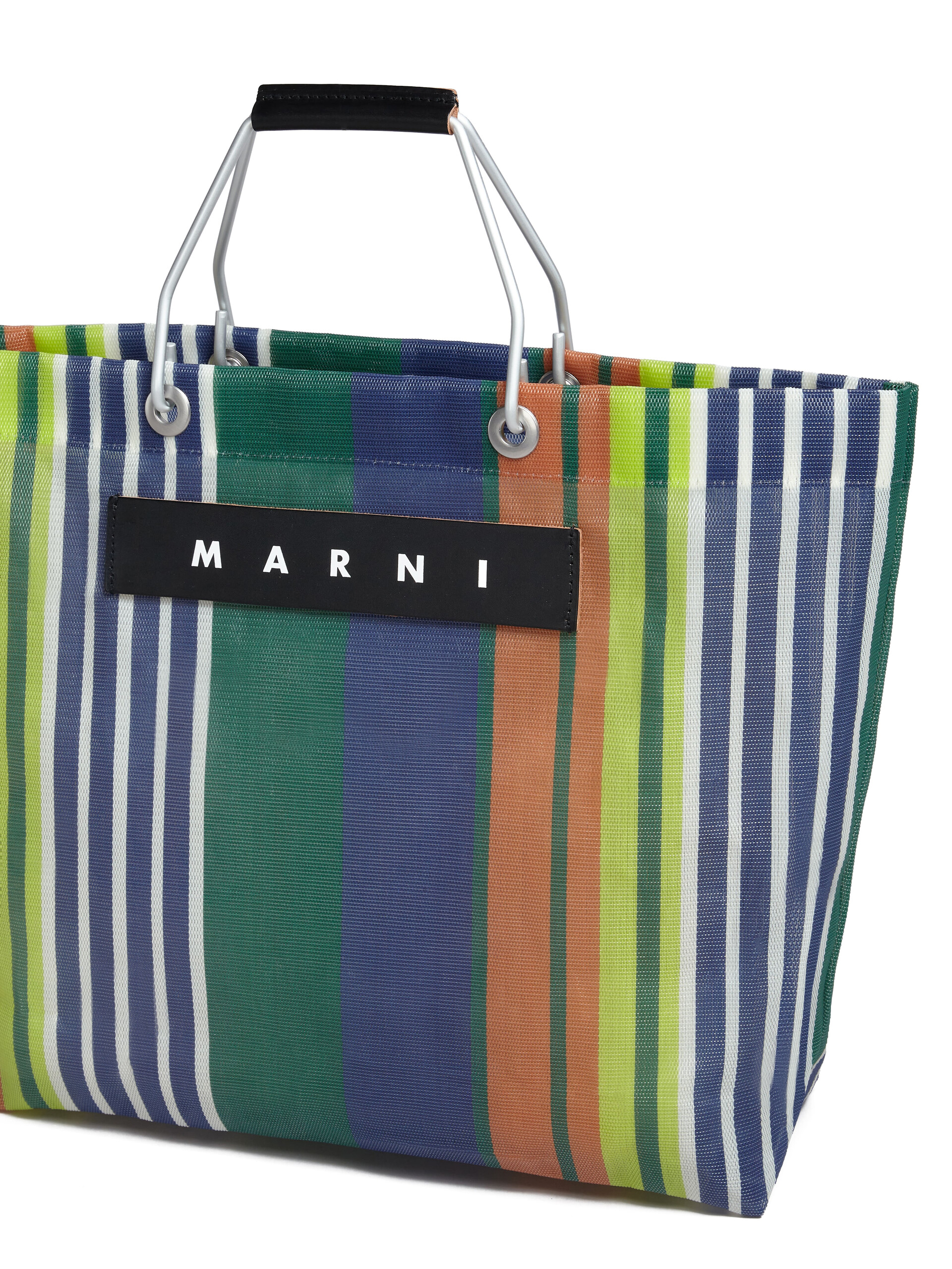 Light blue multicolour MARNI MARKET STRIPE bag - Shopping Bags - Image 4