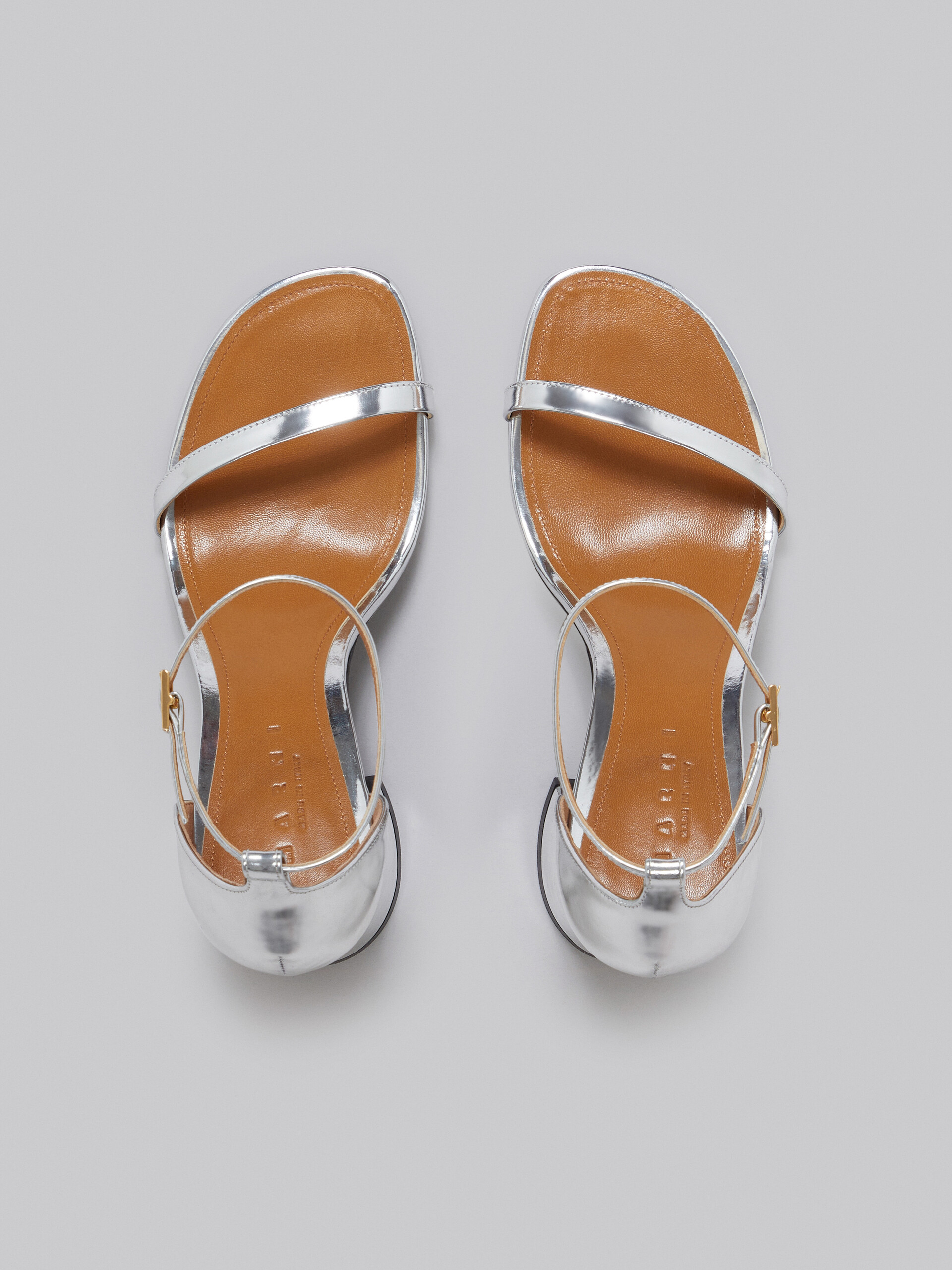 Silver mirrored leather sandal - Sandals - Image 4