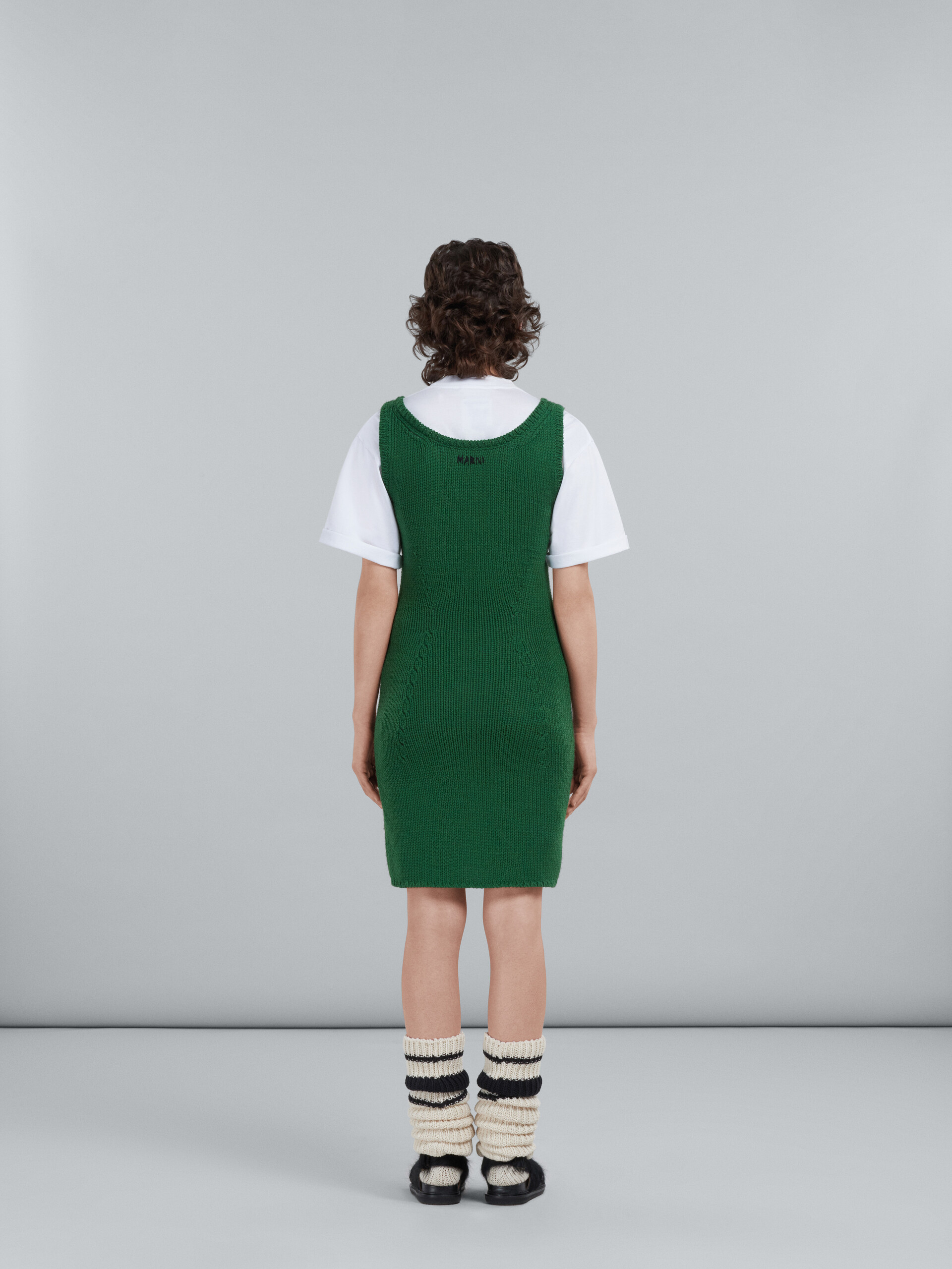 Sheath dress in green wool - Dresses - Image 3