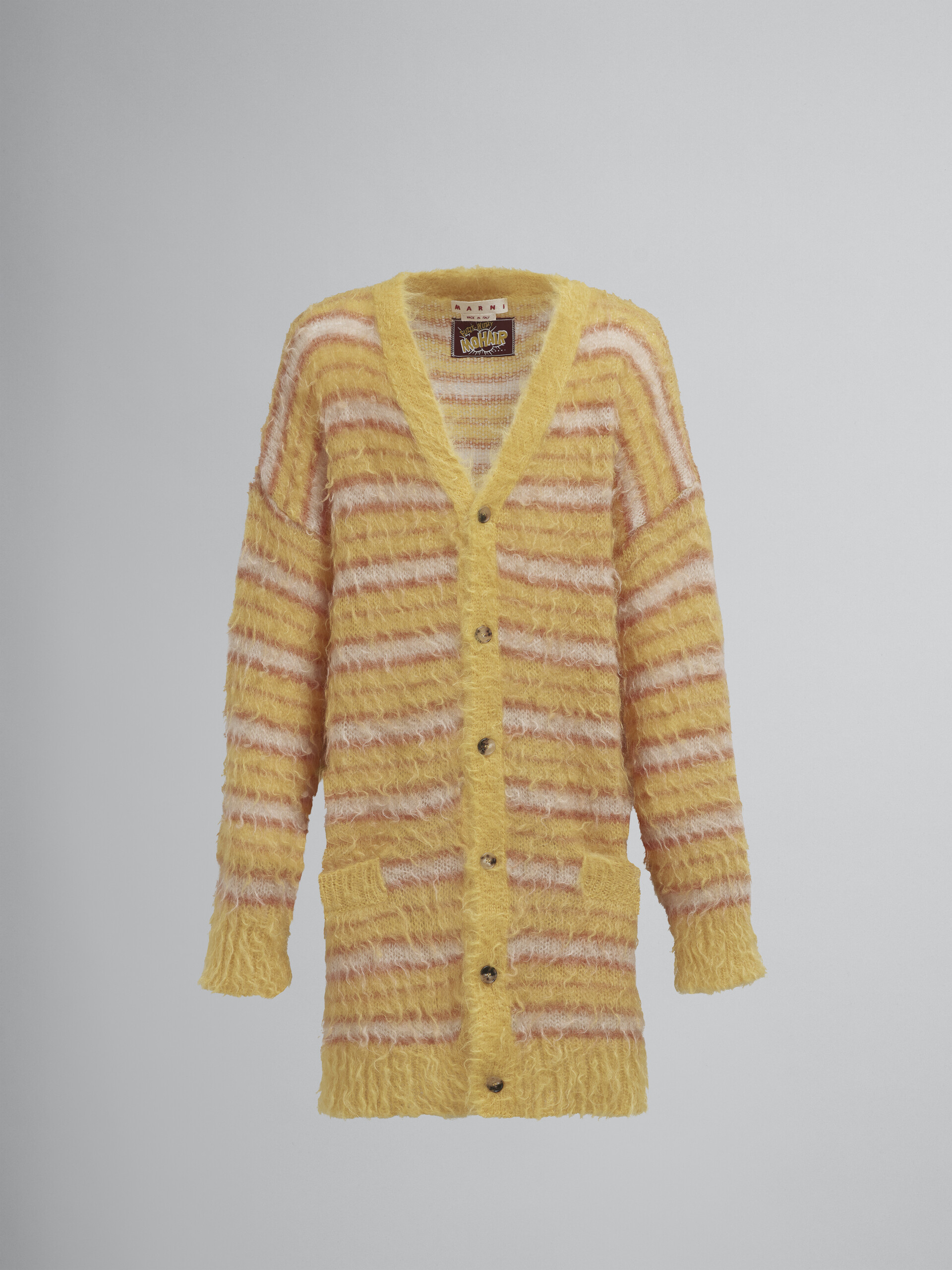Striped Iconic mohair long cardigan - Pullovers - Image 1