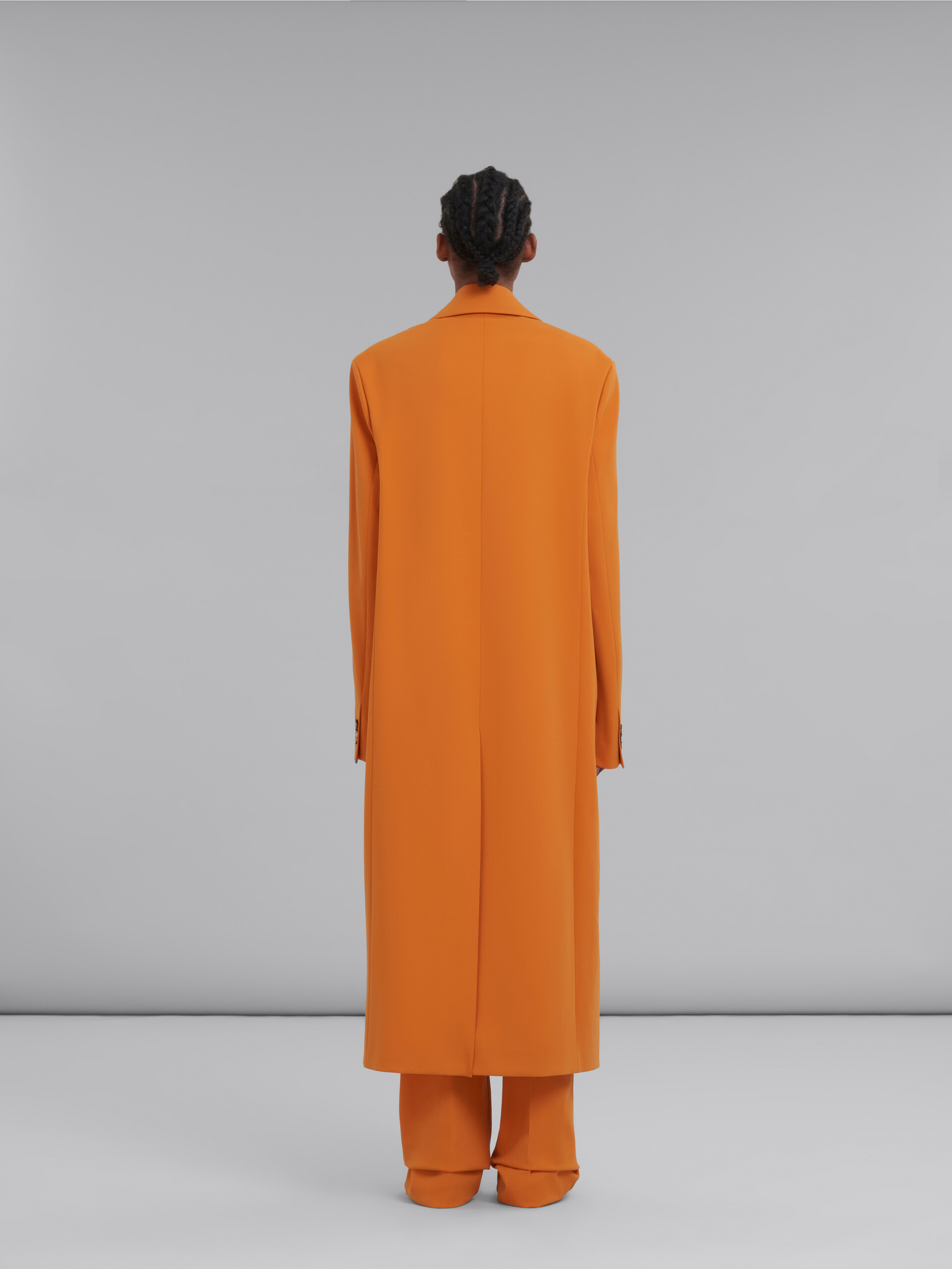 Orange single-breasted jersey coat - Coat - Image 3