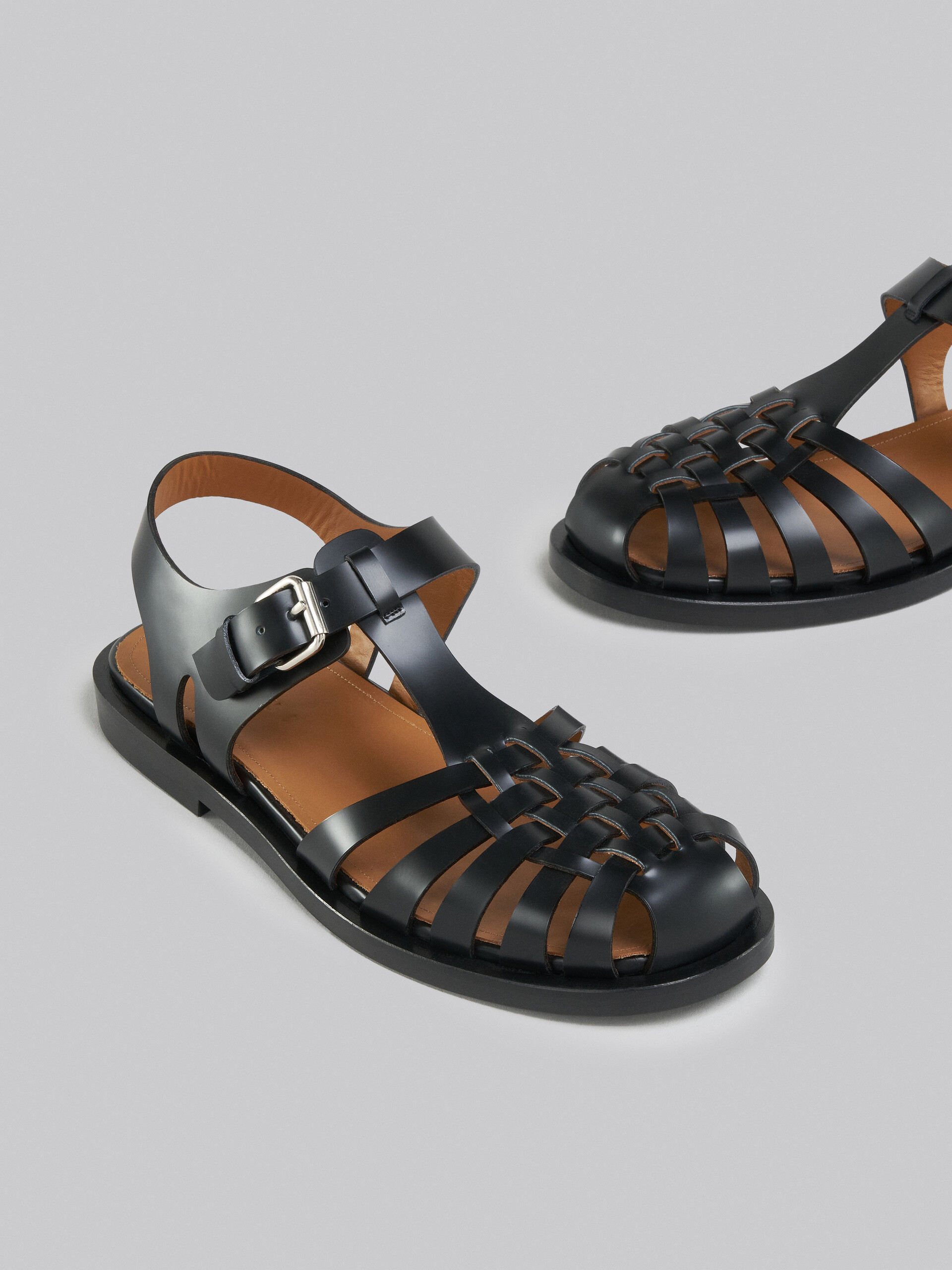 Black leather fisherman's sandal - Sandals - Image 5