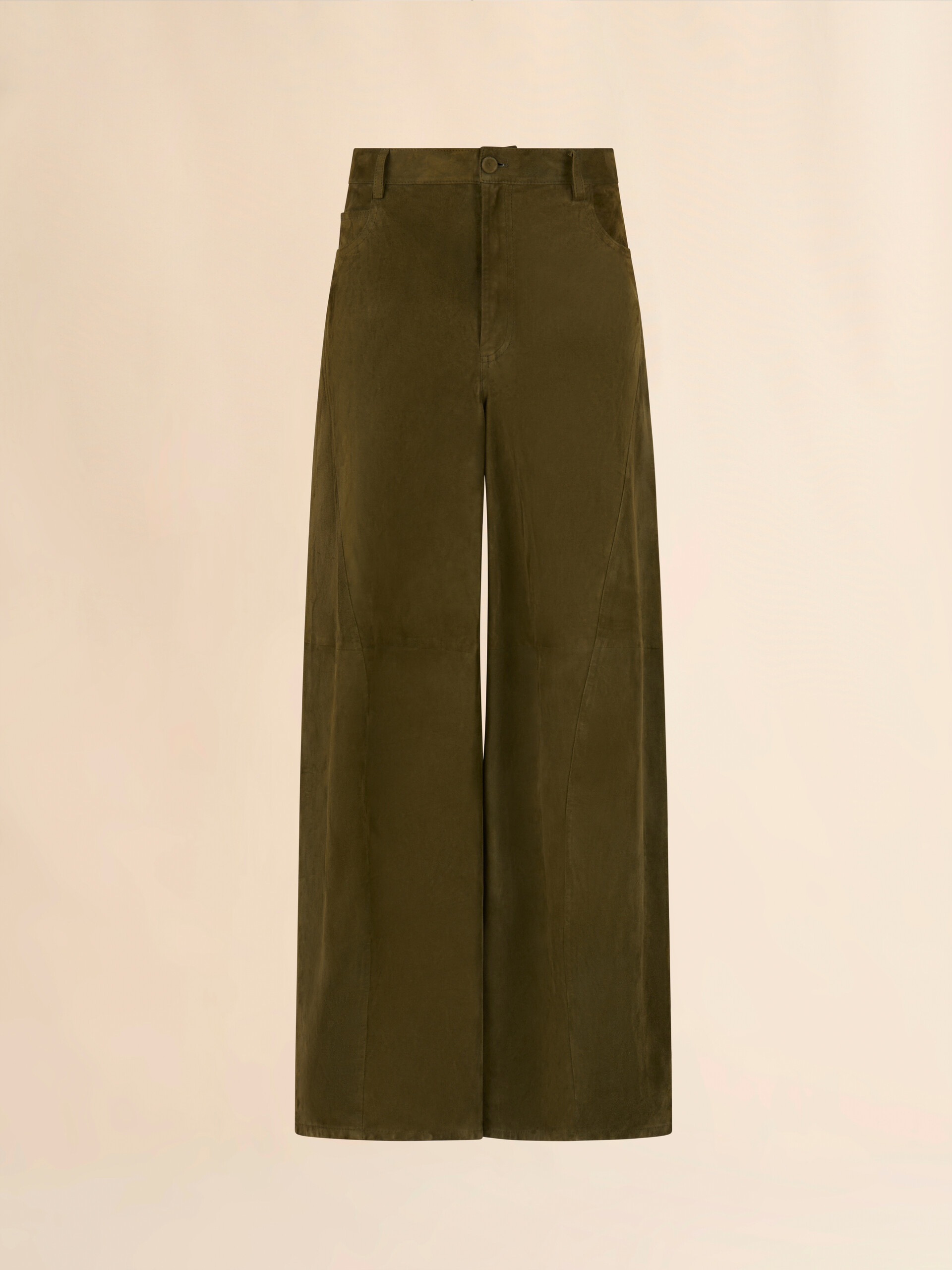 Deep green suede twisted trousers - Pants - Image 1