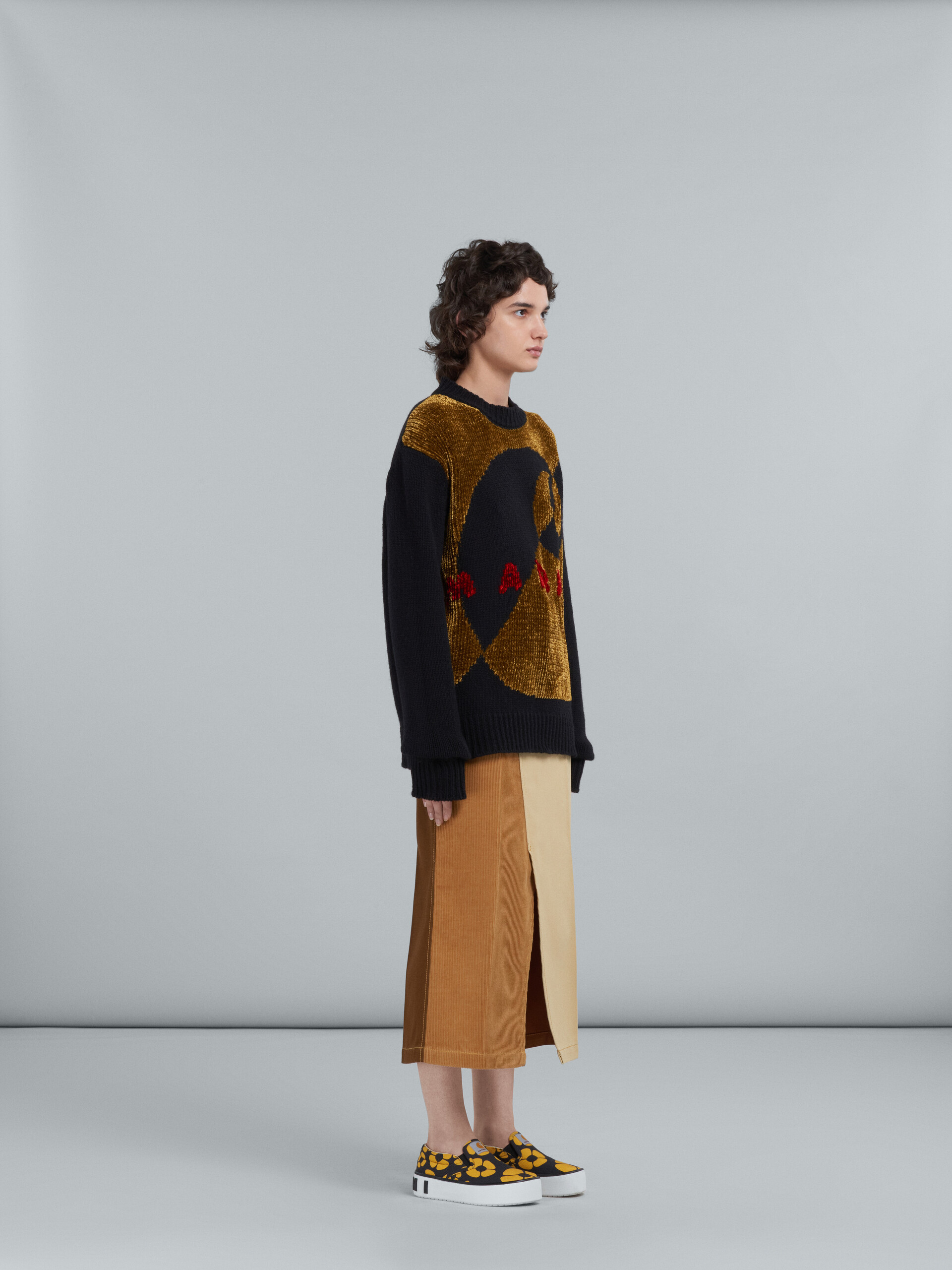 MARNI x CARHARTT WIP - Crewneck sweater in black wool and chenille 