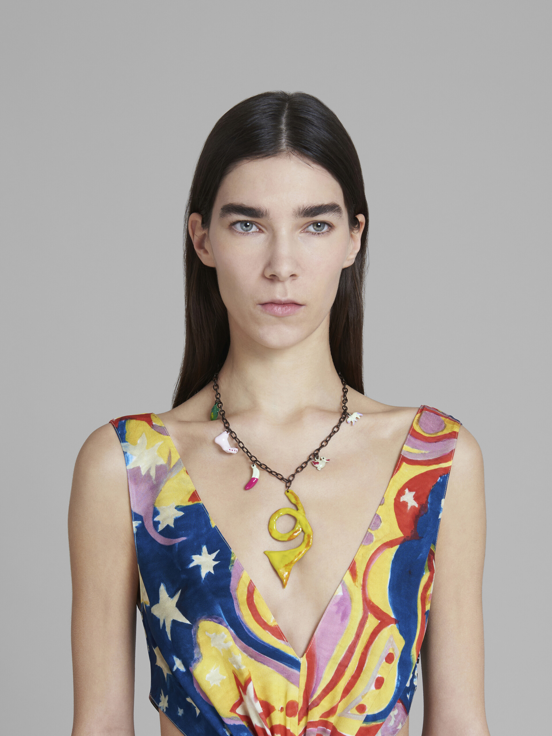 Marni x No Vacancy Inn - Necklace with green pink and yellow pendants - Necklaces - Image 2