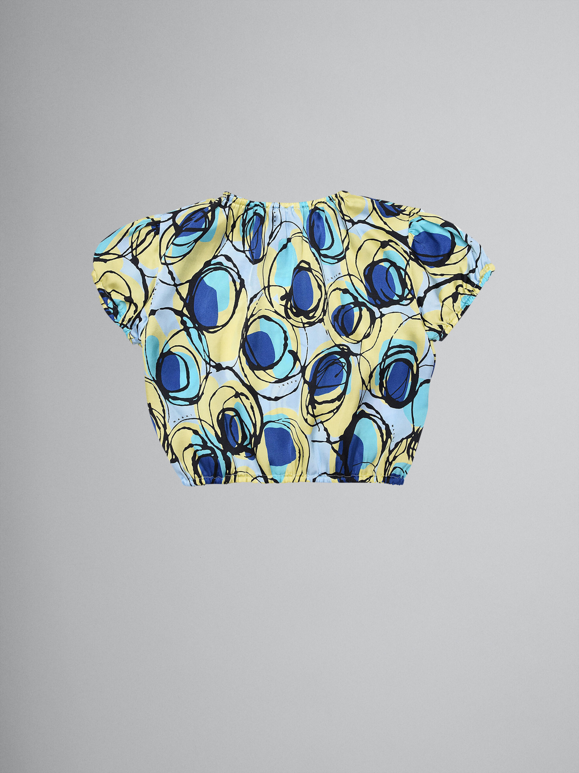 Camisa de satén de viscosa azul con estampado Bubble - Camisas - Image 2