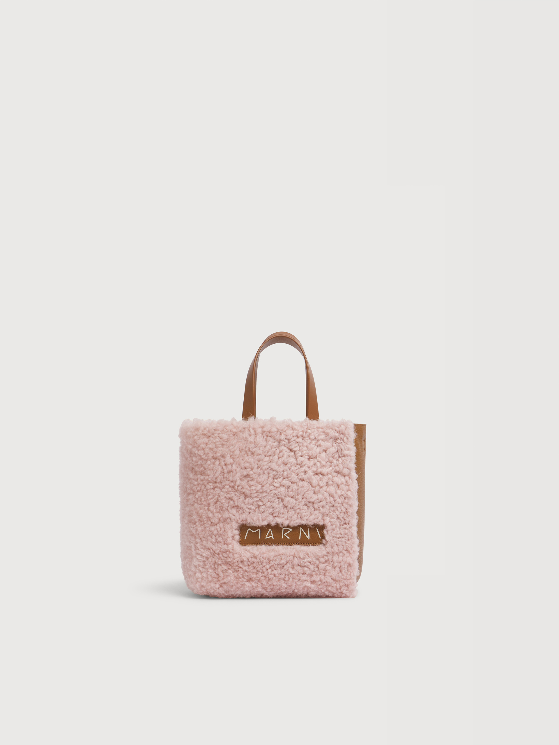 ピンク ブラウン シアリング＆レザー製 Museo ソフトミニバッグ | Marni