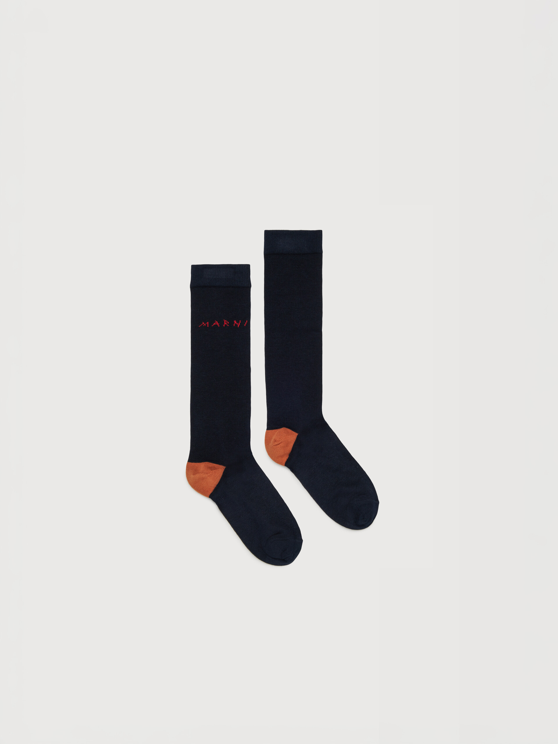 Calcetines de algod&oacute;n y nailon azul oscuro con bordado Marni Mending - Calcetines - Image 1