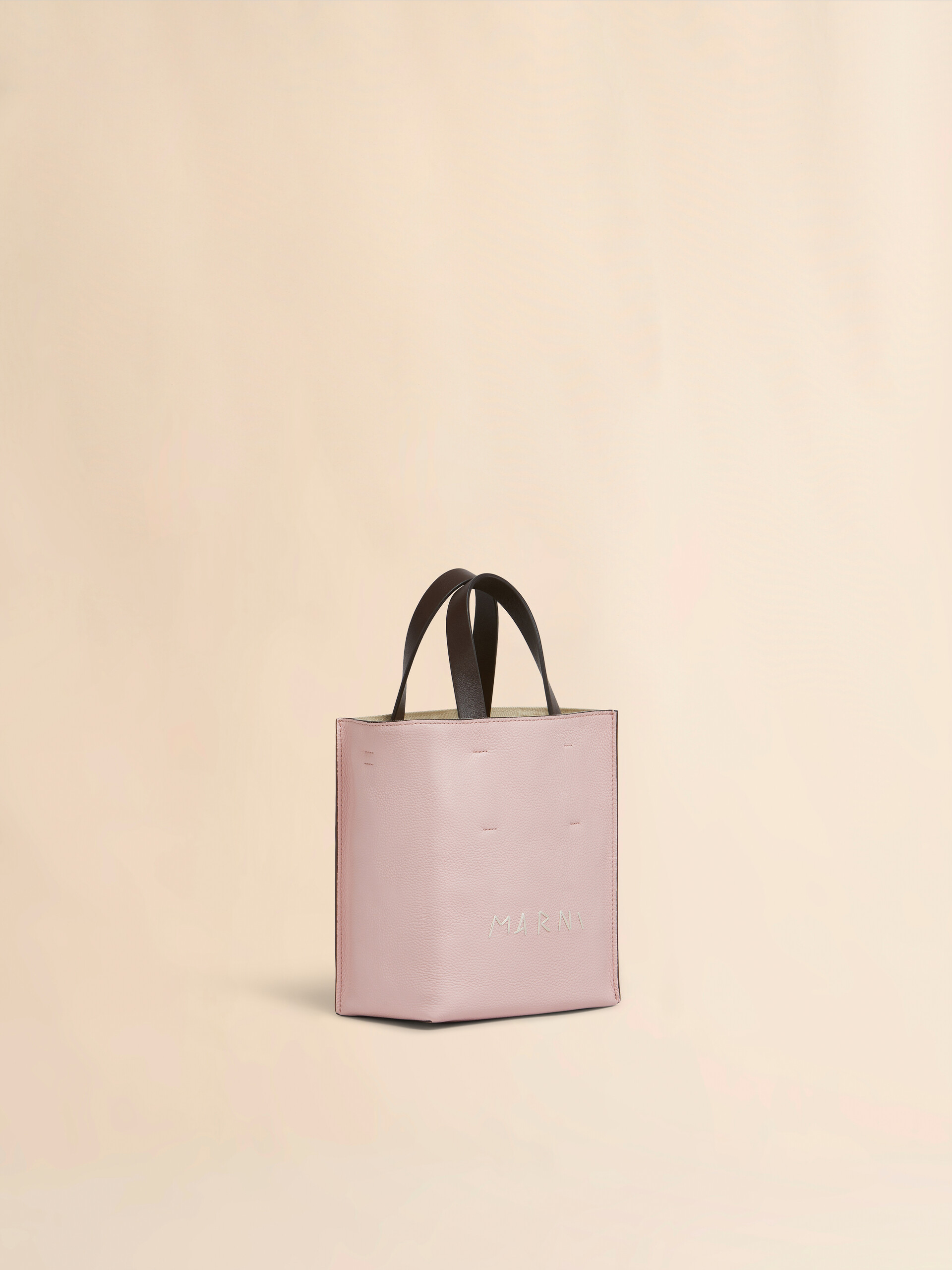 Museo Soft Mini Bag in ivory and brown leather with Marni Mending - Shopping Bags - Image 5