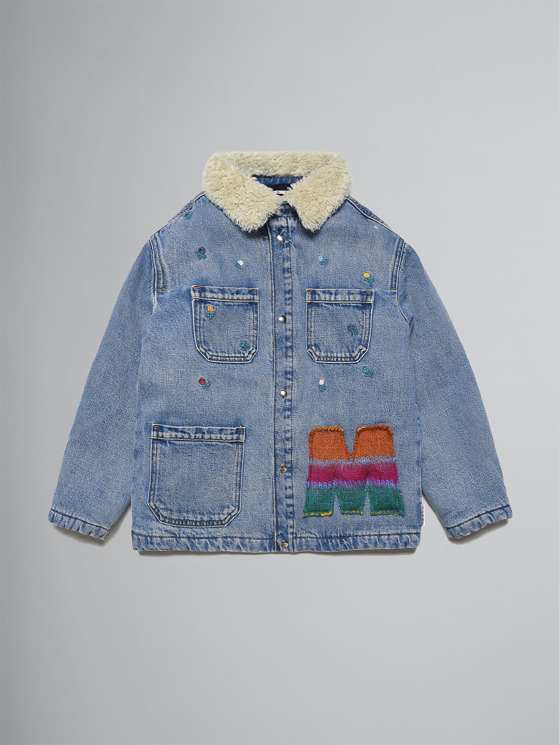 Light denim jacket with floral embroidery and patches - Jackets - Image 1