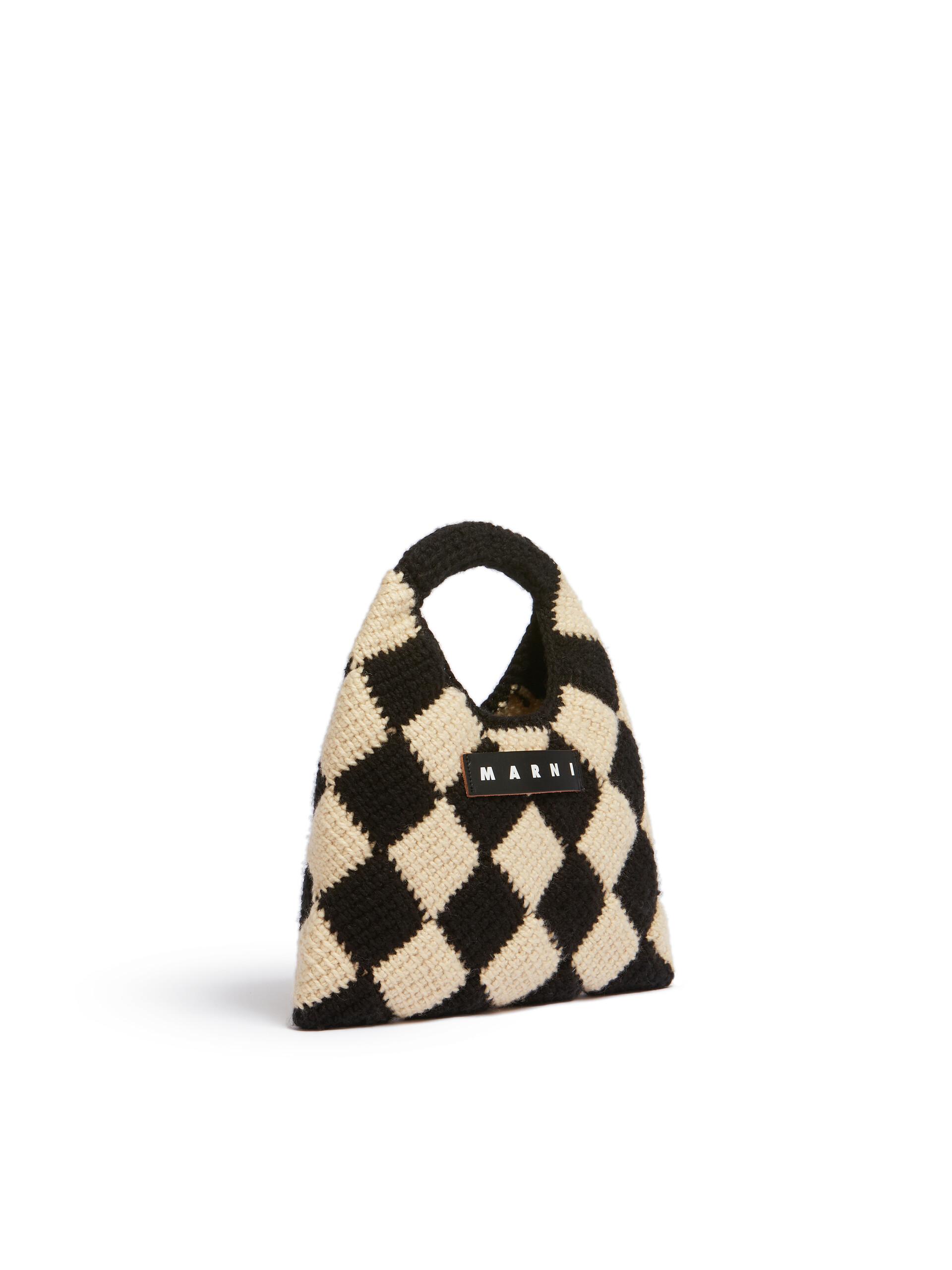 Borsa MARNI MARKET DIAMOND MINI in lana tecnica blu e marrone - Borse shopping - Image 2