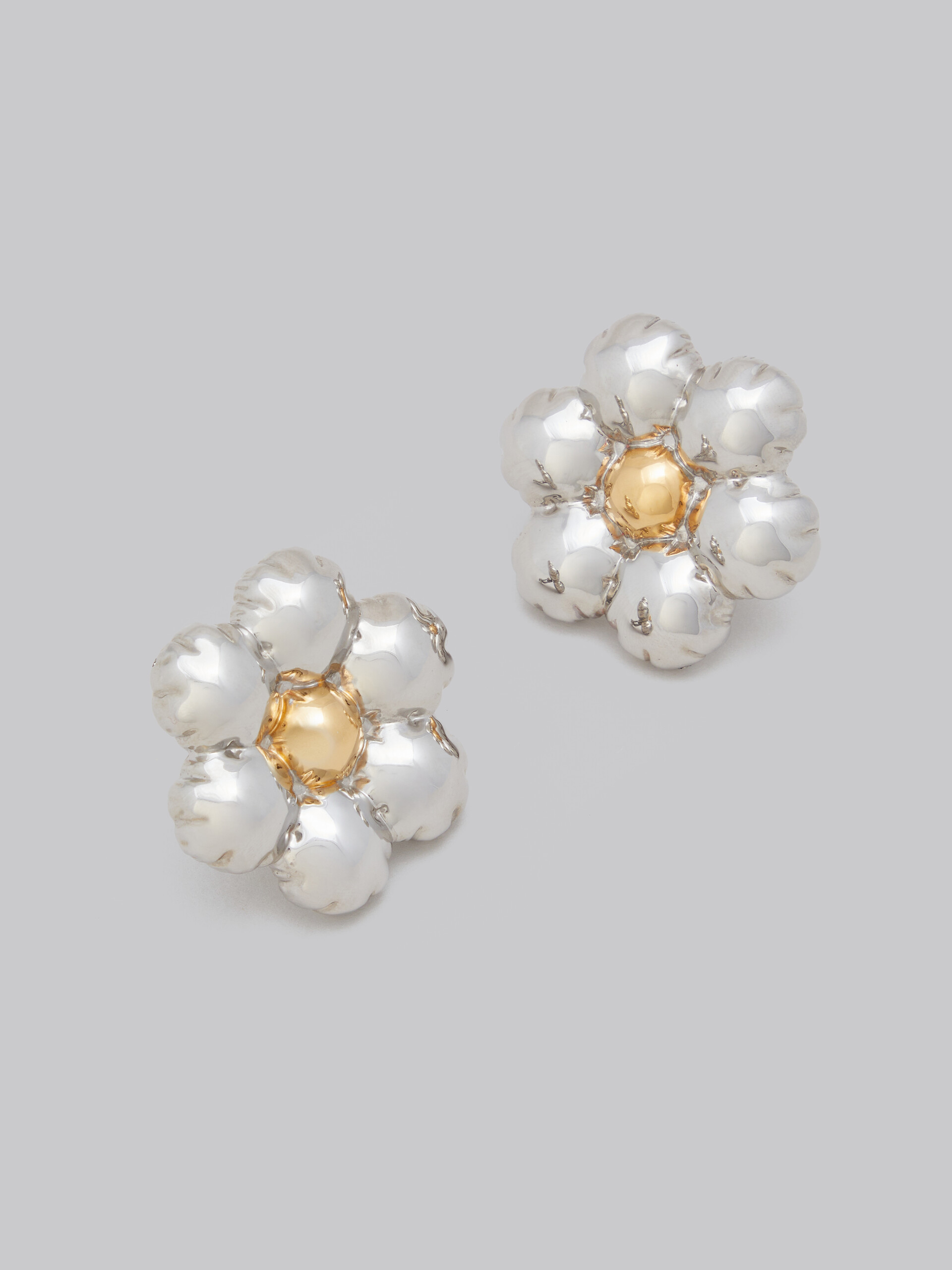 Puffy flower metal earrings - Earrings - Image 4